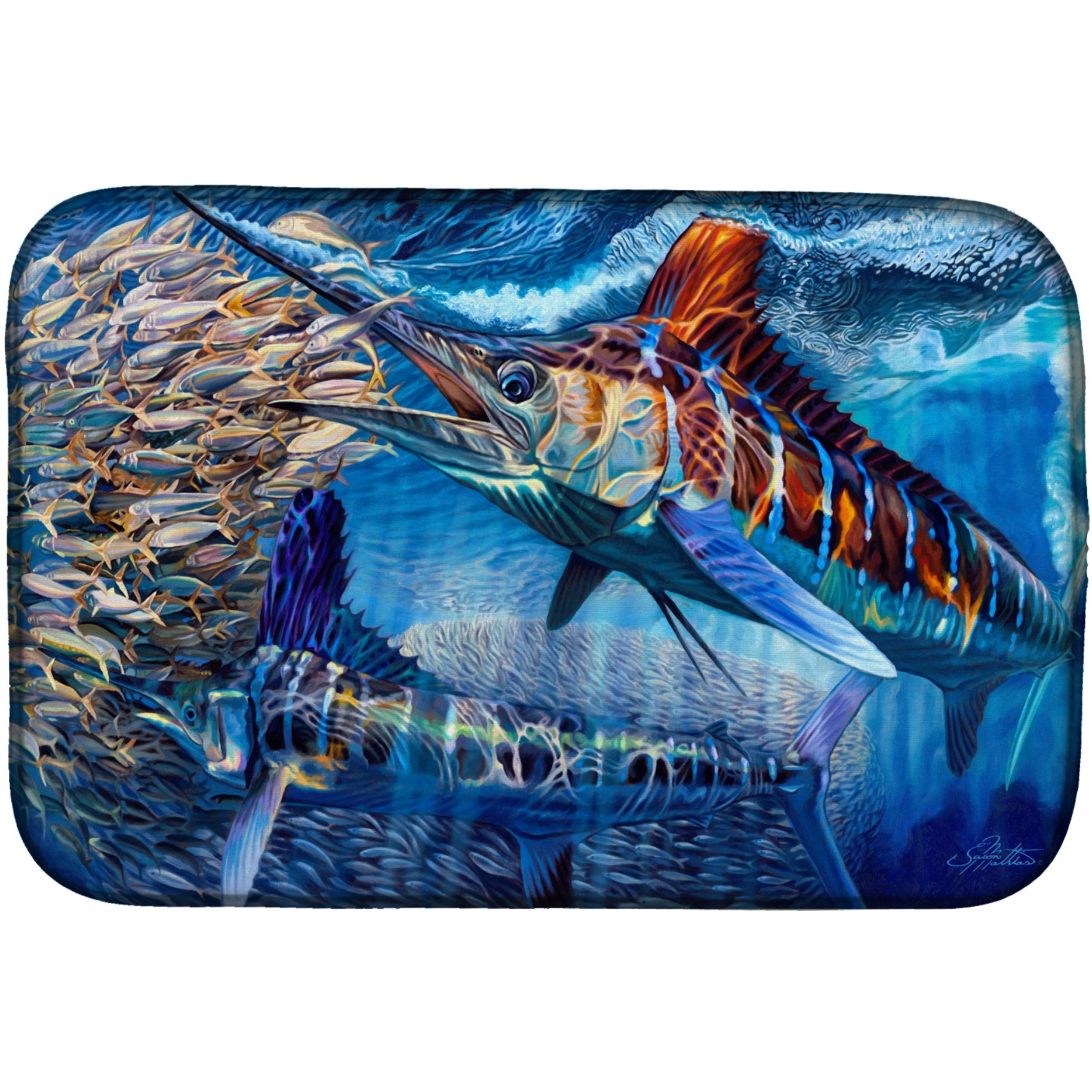 &quotCaroline's Treasures JMA2008DDM Night White Marlin dish-drying-mats, 14 x 21, Multicolor"