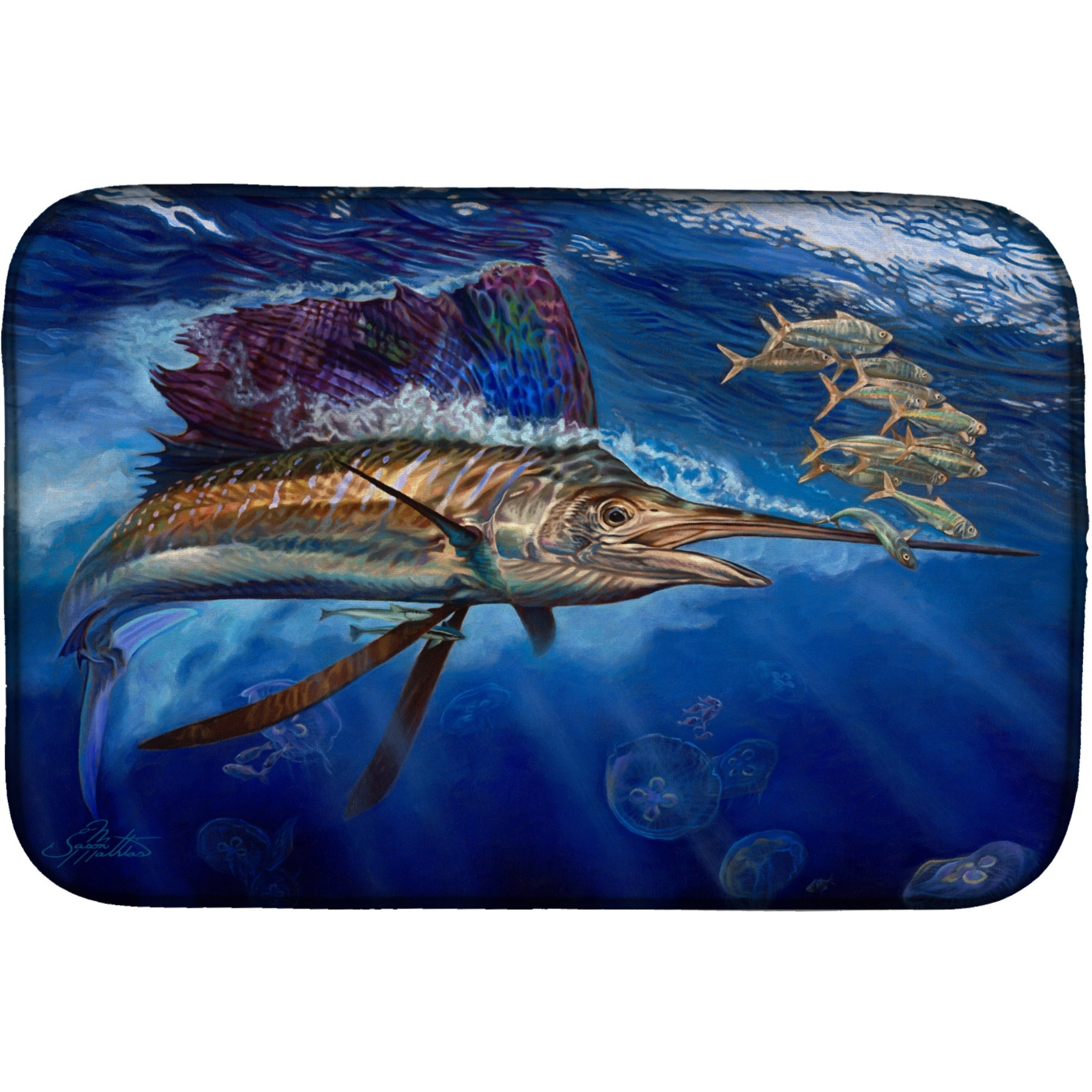 &quotCaroline's Treasures JMA2010DDM Majesty Sailfish dish-drying-mats, 14 x 21, Multicolor"