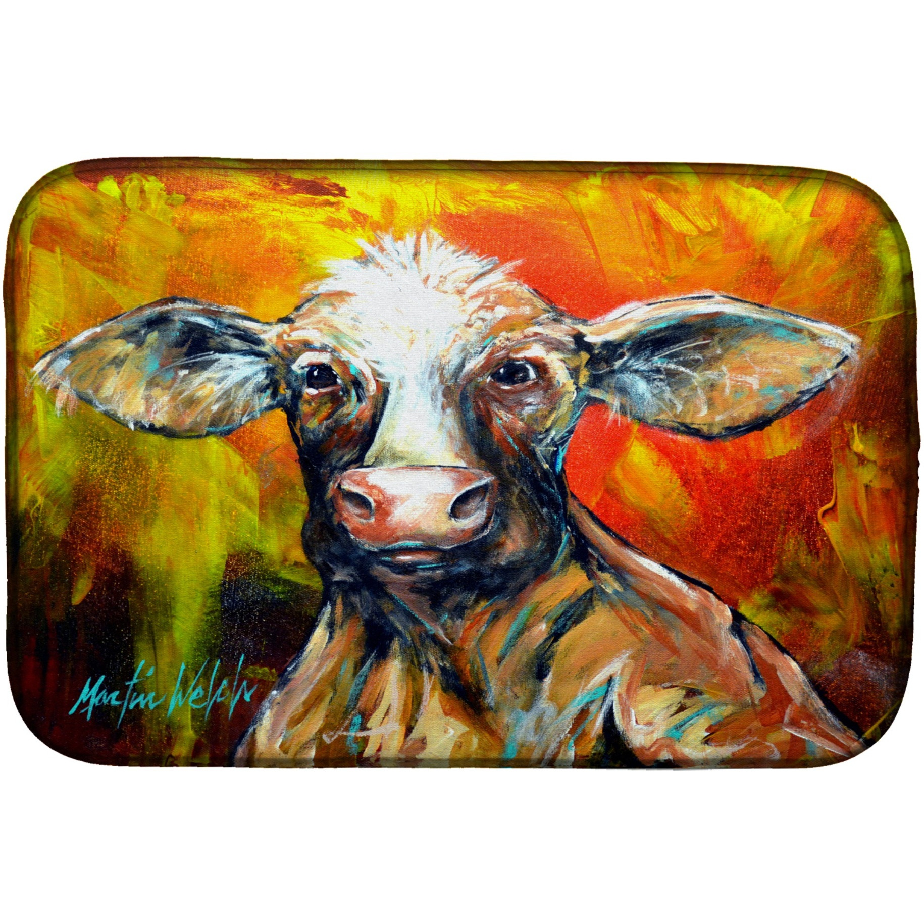 &quotCaroline's Treasures MW1277DDM Happy Cow dish-drying-mats, 14 x 21, Multicolor"