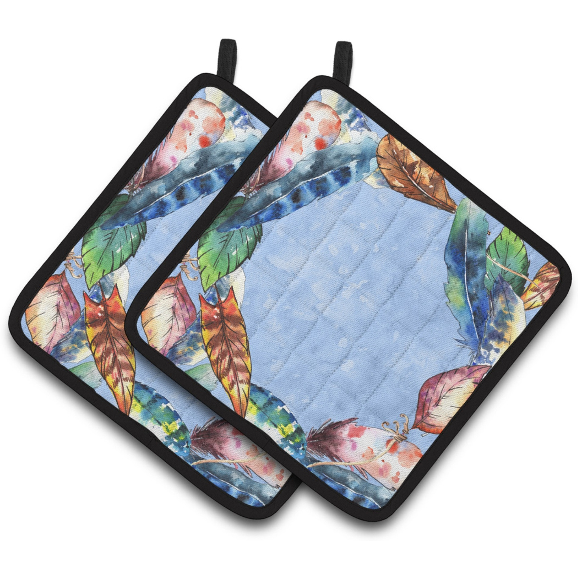 &quotCaroline's Treasures CK1704PTHD Feathers Pair of Pot Holders potholders, Multicolor"