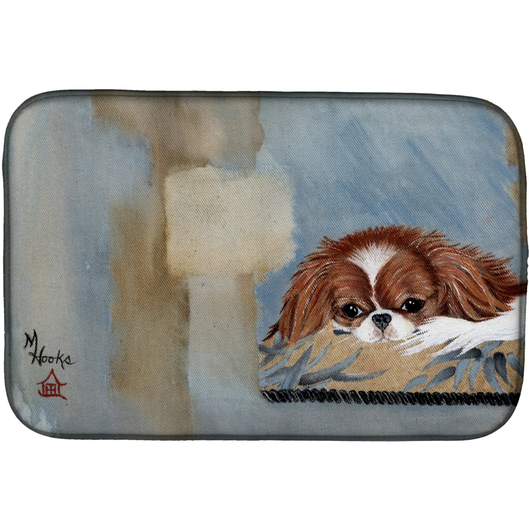 &quotCaroline's Treasures MH1010DDM Japanese Chin Resting dish-drying-mats, 14x21, Multicolor"
