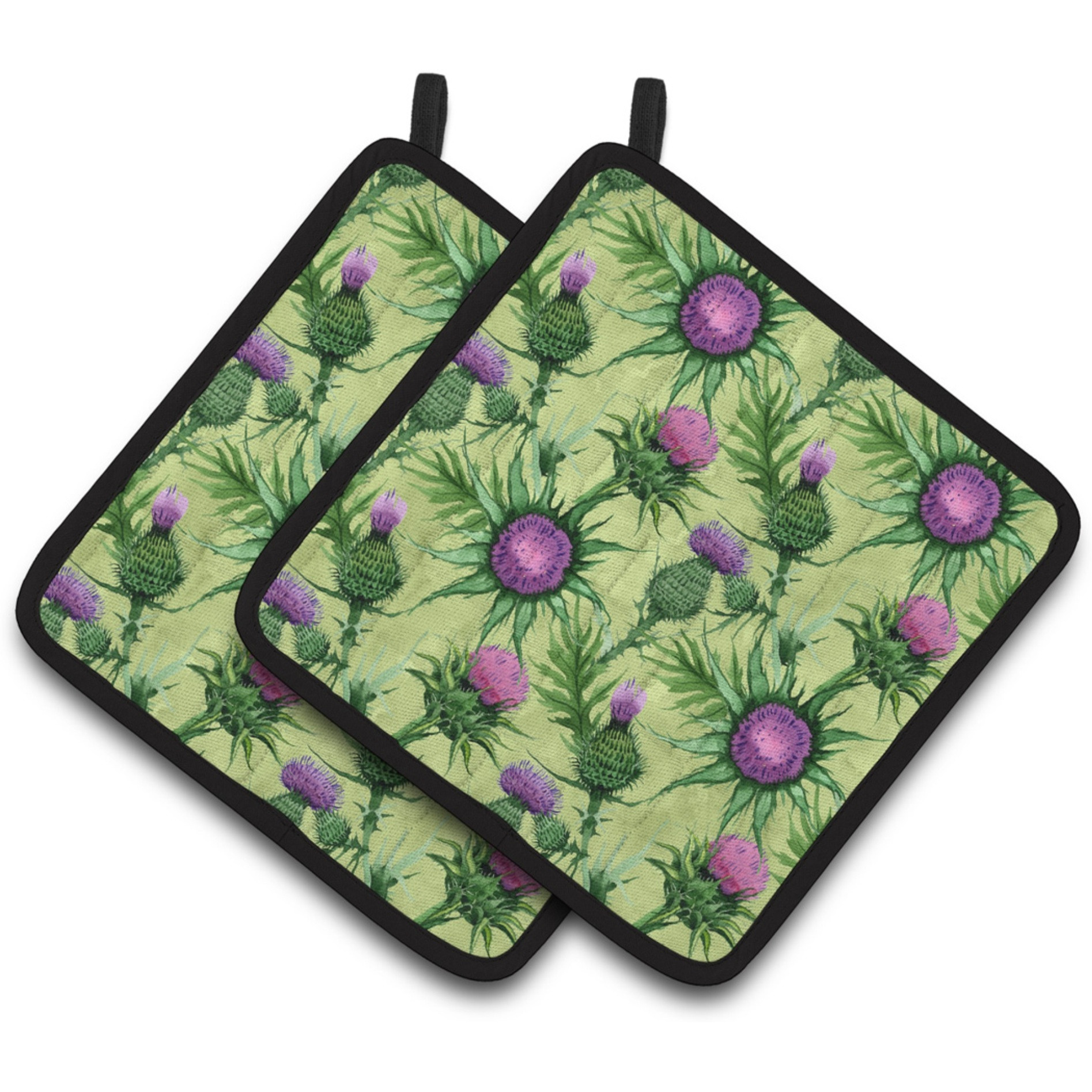 &quotCaroline's Treasures CK1699PTHD Thistle Pair of Pot Holders potholders, Multicolor"