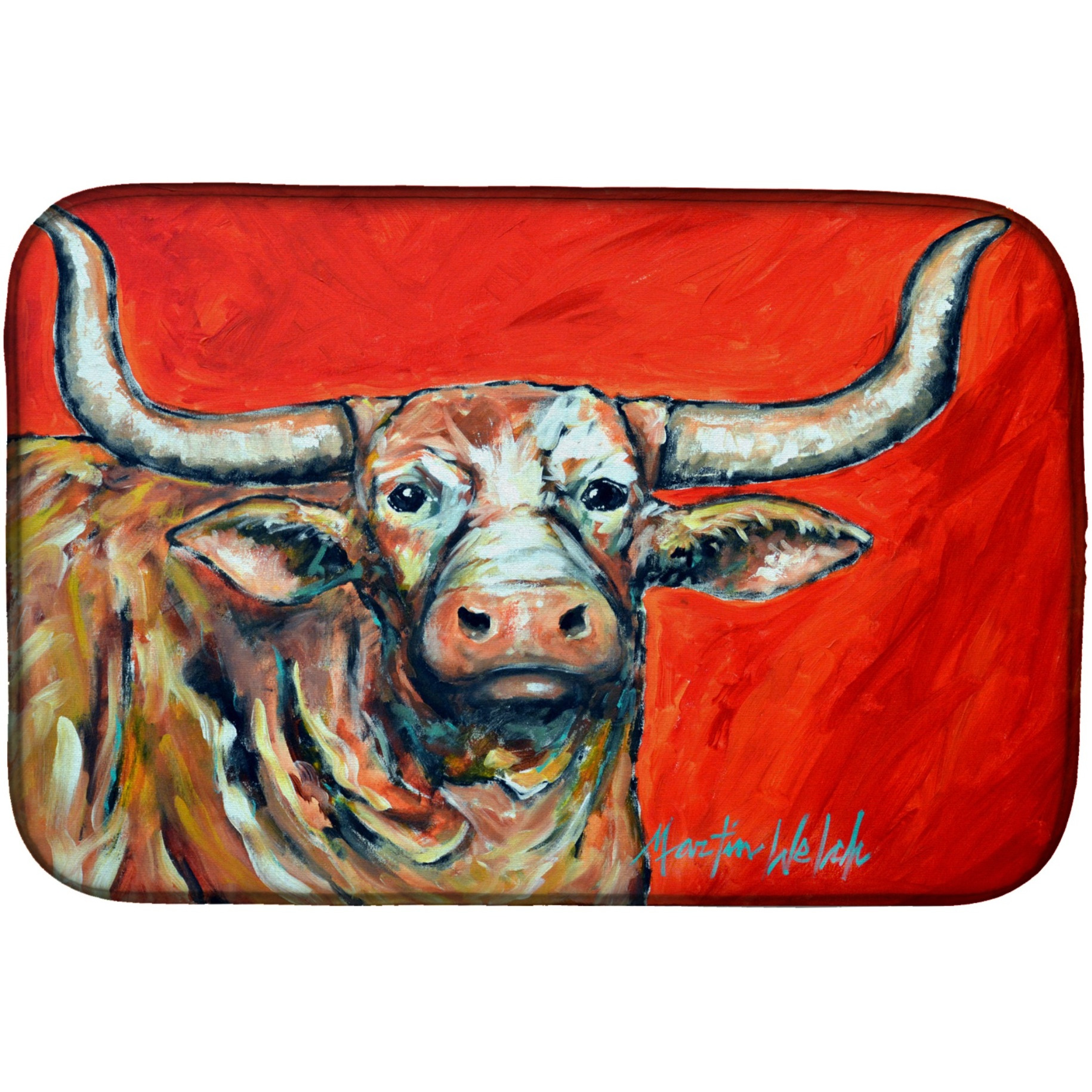 &quotCaroline's Treasures MW1281DDM See Red Longhorn Cow dish-drying-mats, 14 x 21, Multicolor"