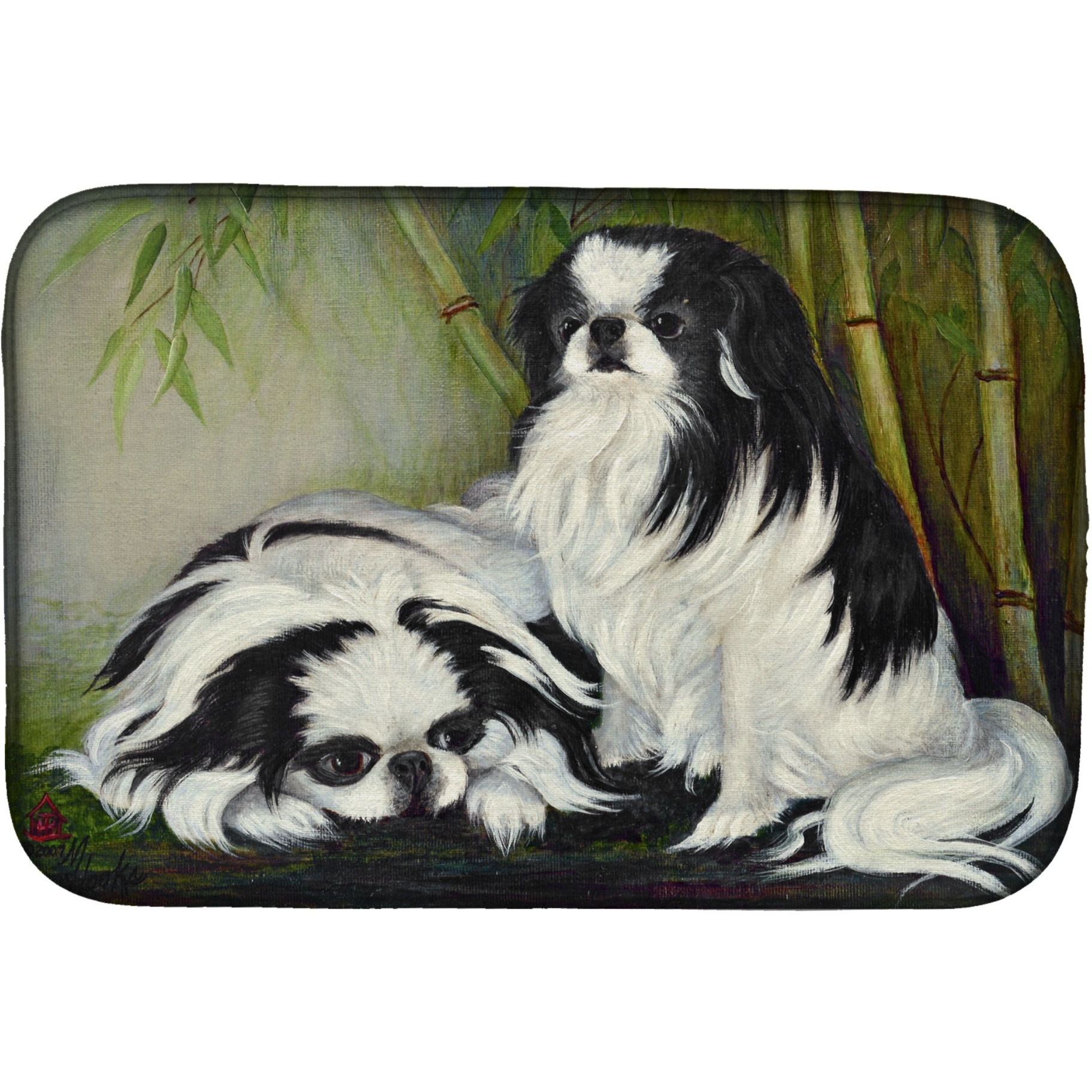 &quotCaroline's Treasures MH1044DDM Japanese Chin Bamboo Garden dish-drying-mats, 14x21, Multicolor"