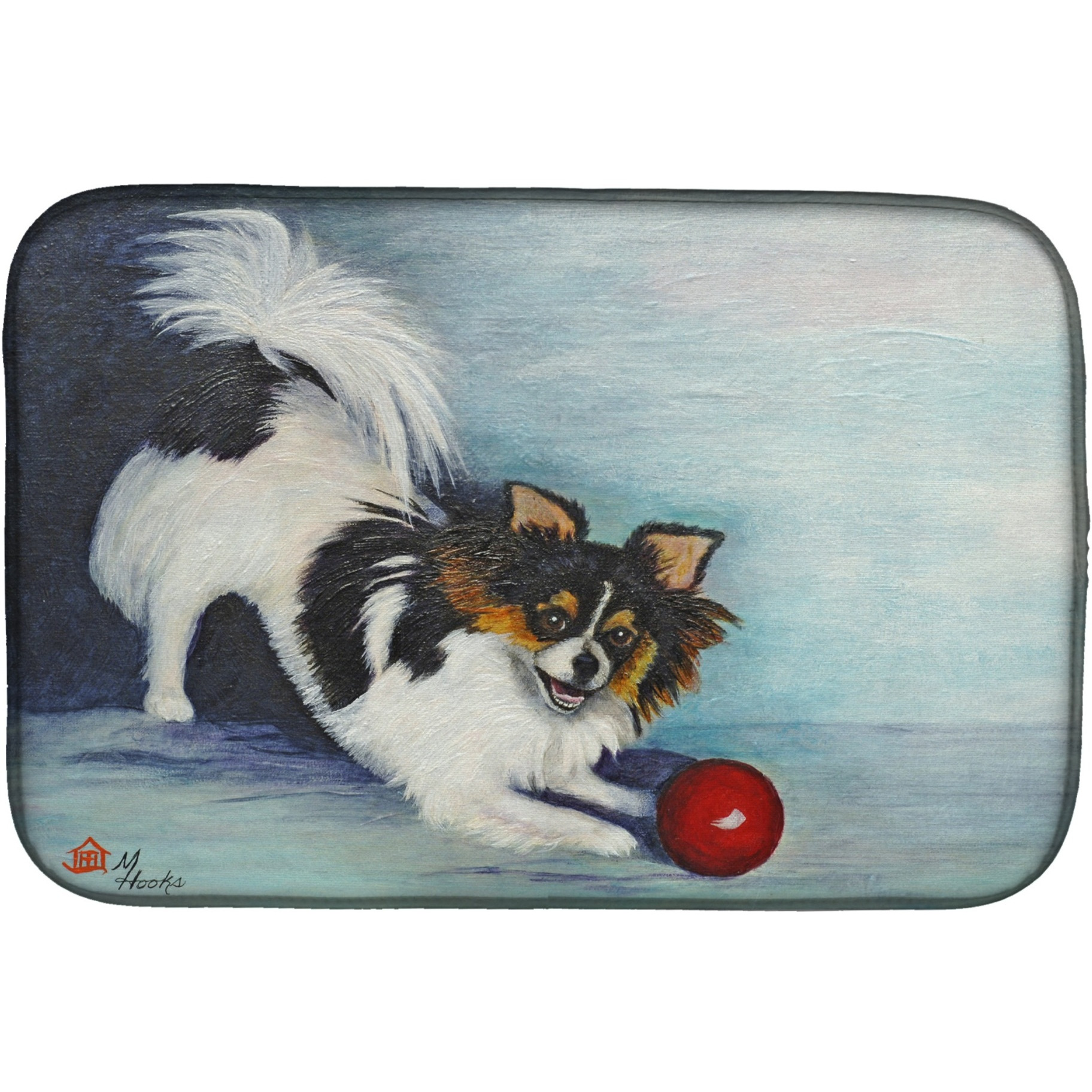 &quotCaroline's Treasures MH1054DDM Papillon Play Ball dish-drying-mats, 14x21, Multicolor"