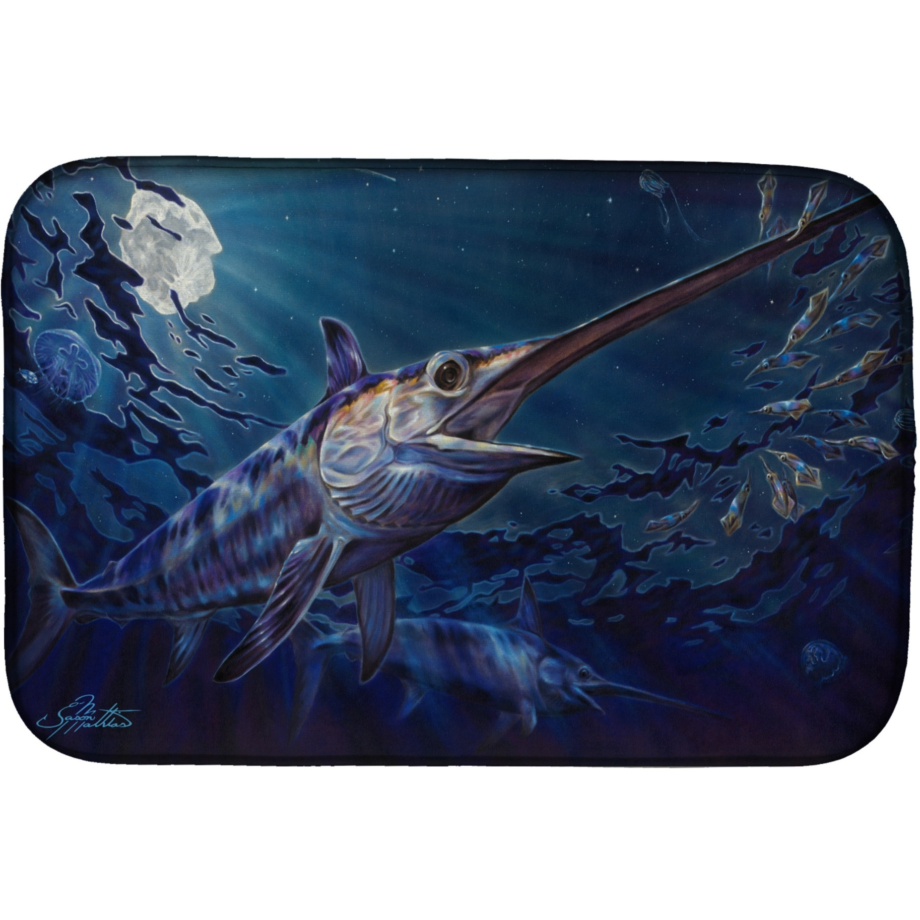 &quotCaroline's Treasures JMA2006DDM Prince Of Darkness Swordfish dish-drying-mats, 14 x 21, Multicolor"