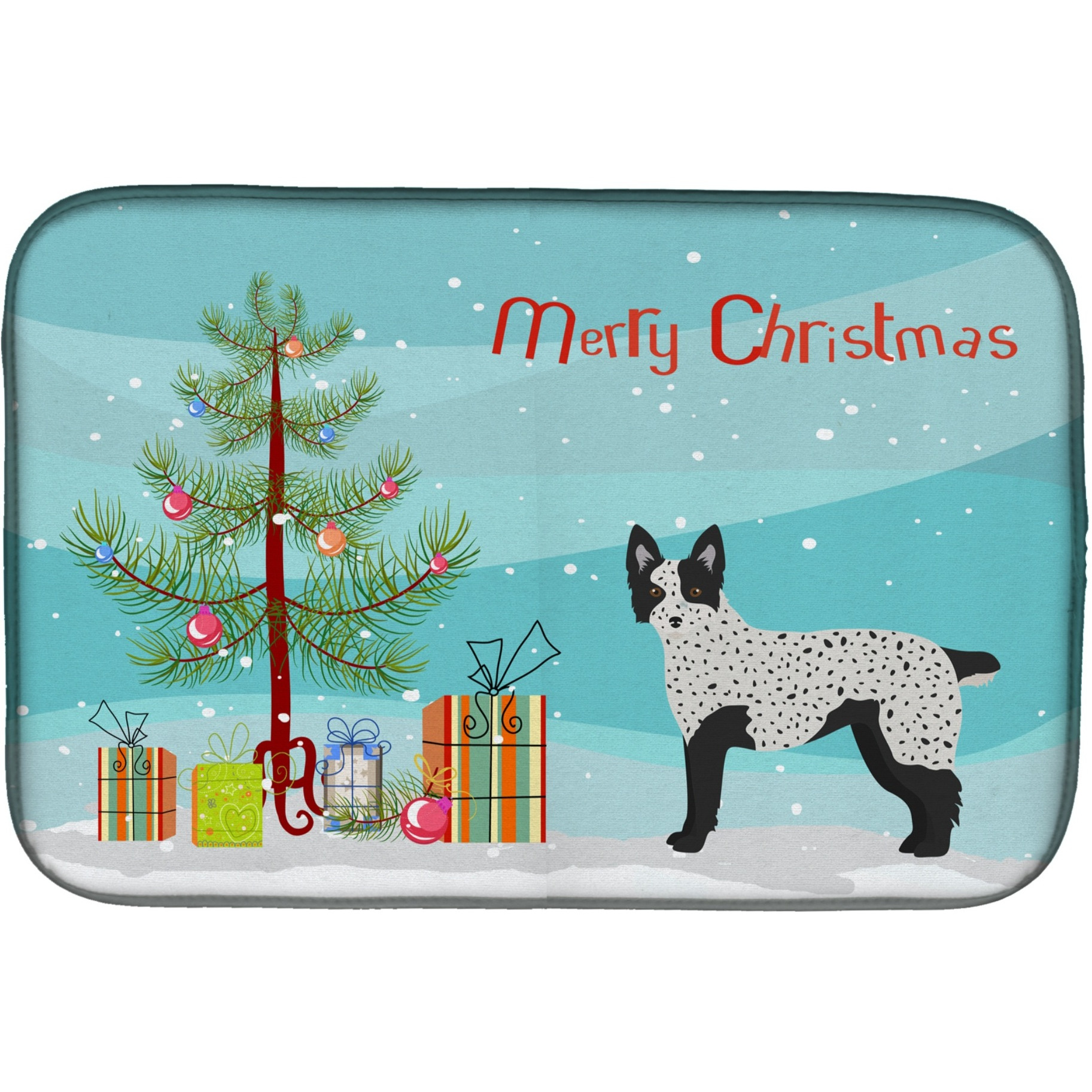 &quotCaroline's Treasures CK3877DDM Texas Heeler Christmas Tree dish-drying-mats, 14 x 21, Multicolor"
