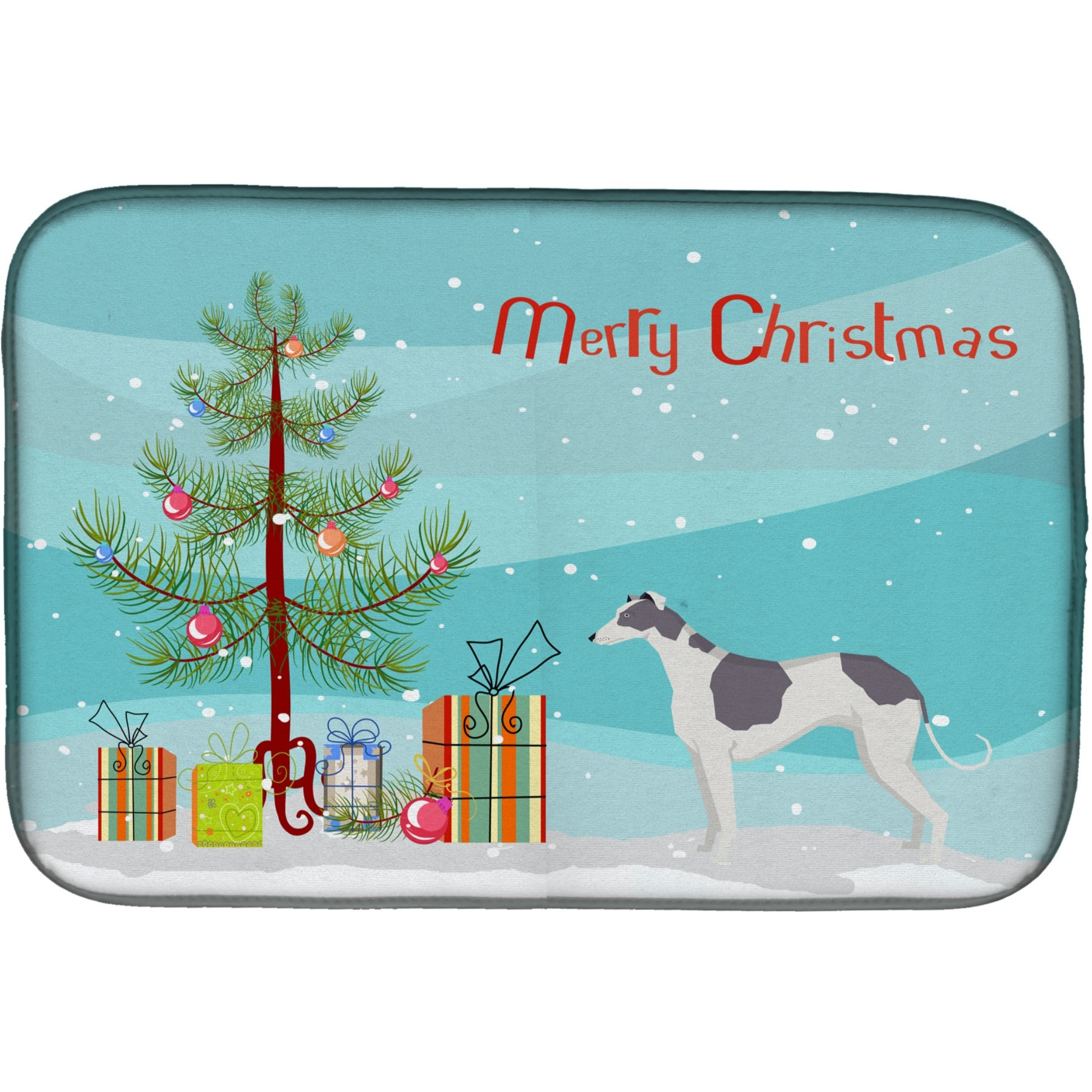 &quotCaroline's Treasures CK3543DDM Greyhound Christmas Tree dish-drying-mats, 14 x 21, Multicolor"