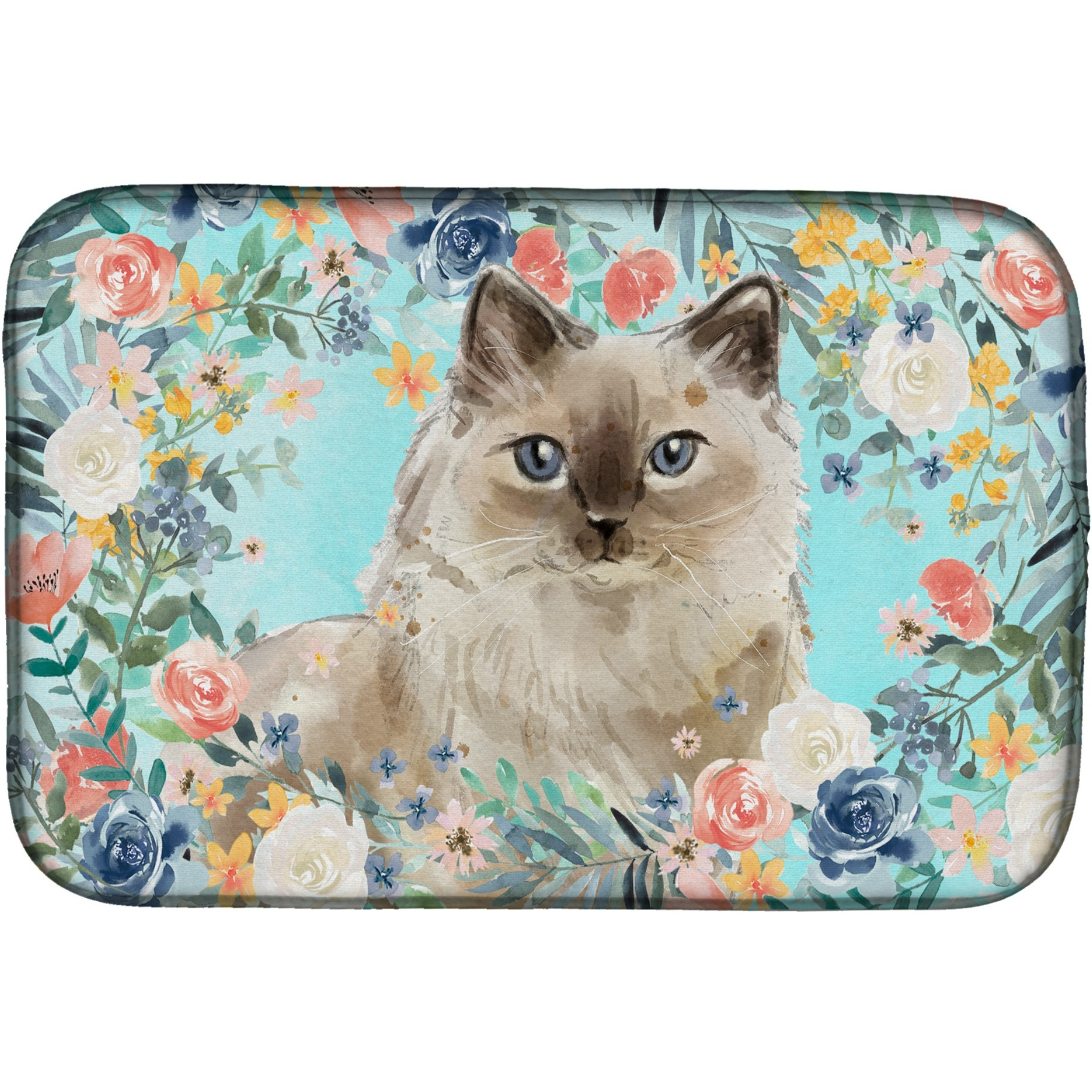 &quotCaroline's Treasures CK3396DDM Ragdoll Spring Flowers dish-drying-mats, 14 x 21, Multicolor"