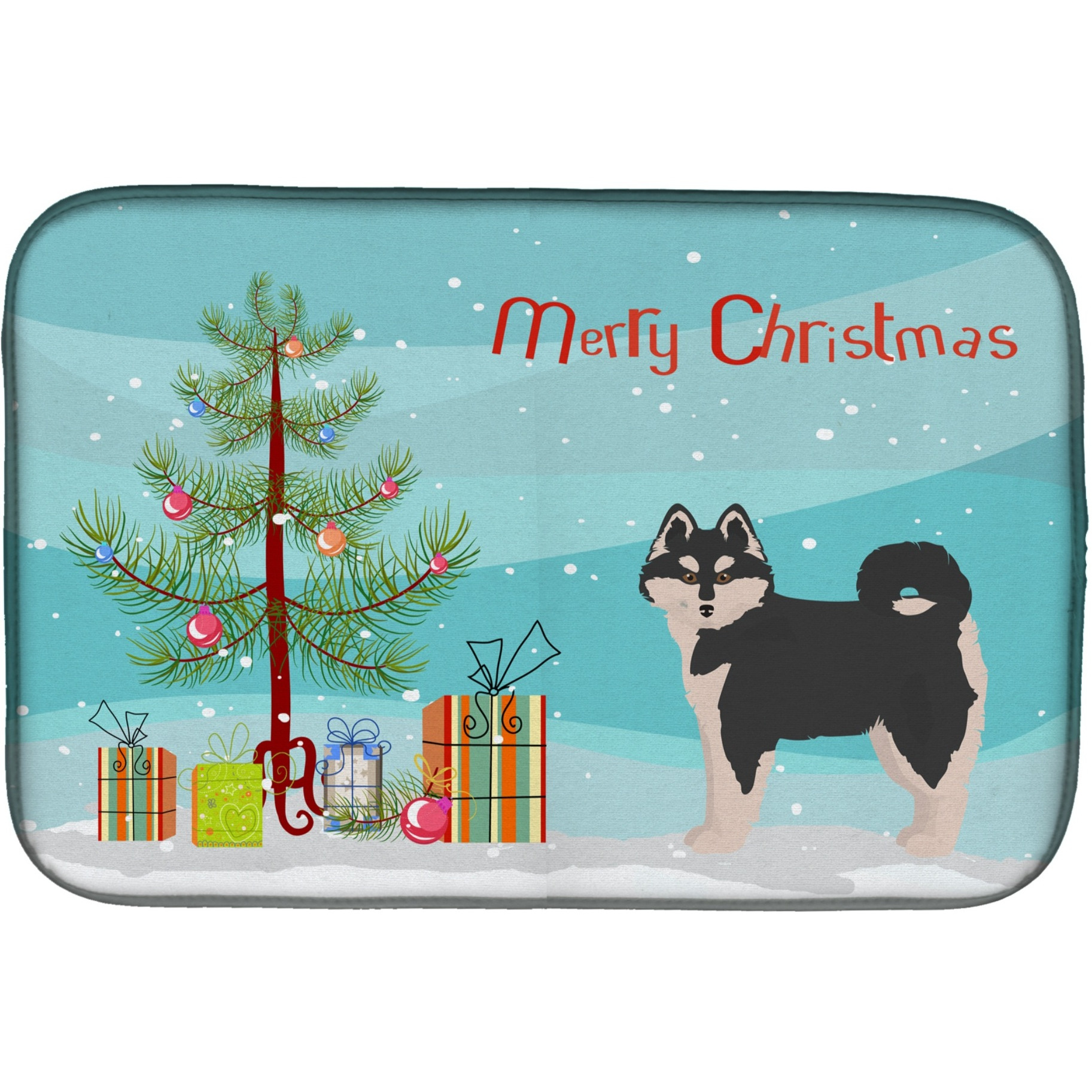 &quotCaroline's Treasures CK3861DDM Pomsky 1 Christmas Tree dish-drying-mats, 14 x 21, Multicolor"