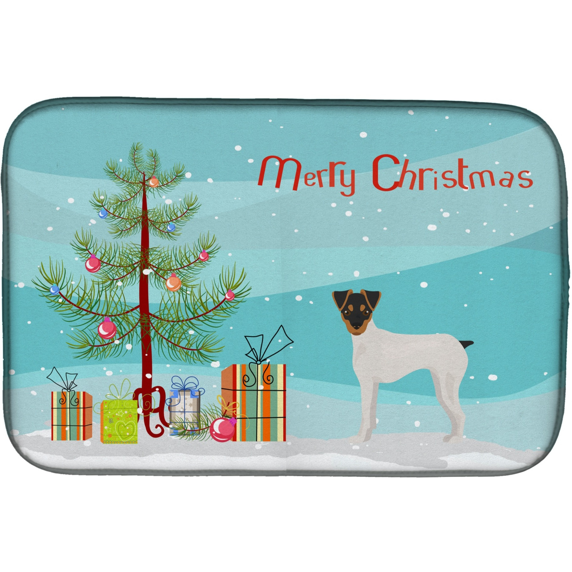&quotCaroline's Treasures CK3464DDM Japanese Terrier Christmas Tree dish-drying-mats, 14 x 21, Multicolor"