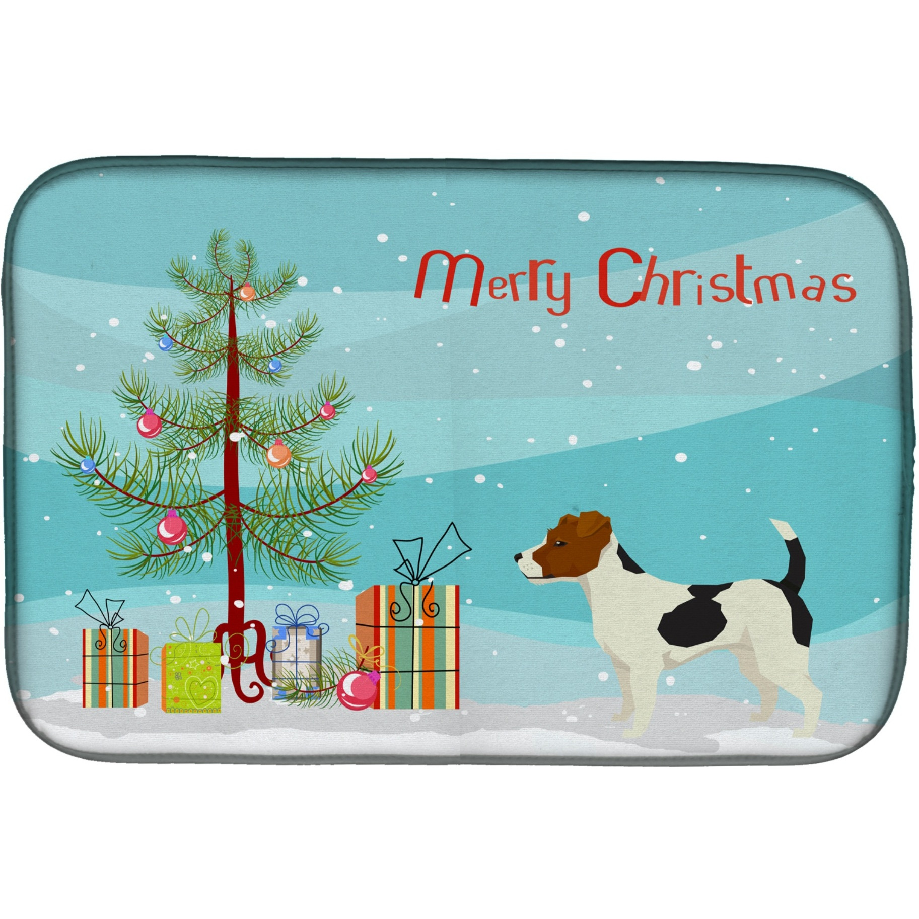 &quotCaroline's Treasures CK3547DDM Jack Russell Terrier Christmas Tree dish-drying-mats, 14 x 21, Multicolor"