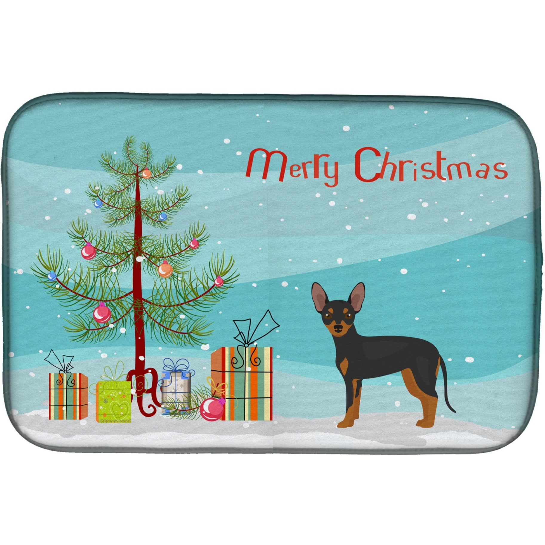 &quotCaroline's Treasures CK3480DDM Prague Ratter Christmas Tree dish-drying-mats, 14 x 21, Multicolor"