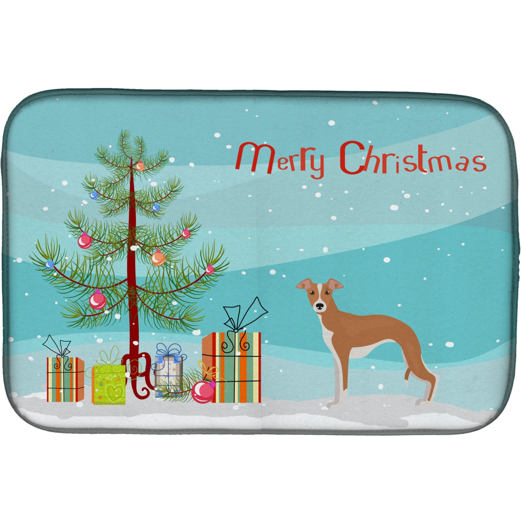 &quotCaroline's Treasures CK3460DDM Italian Greyhound Christmas Tree dish-drying-mats, 14 x 21, Multicolor"