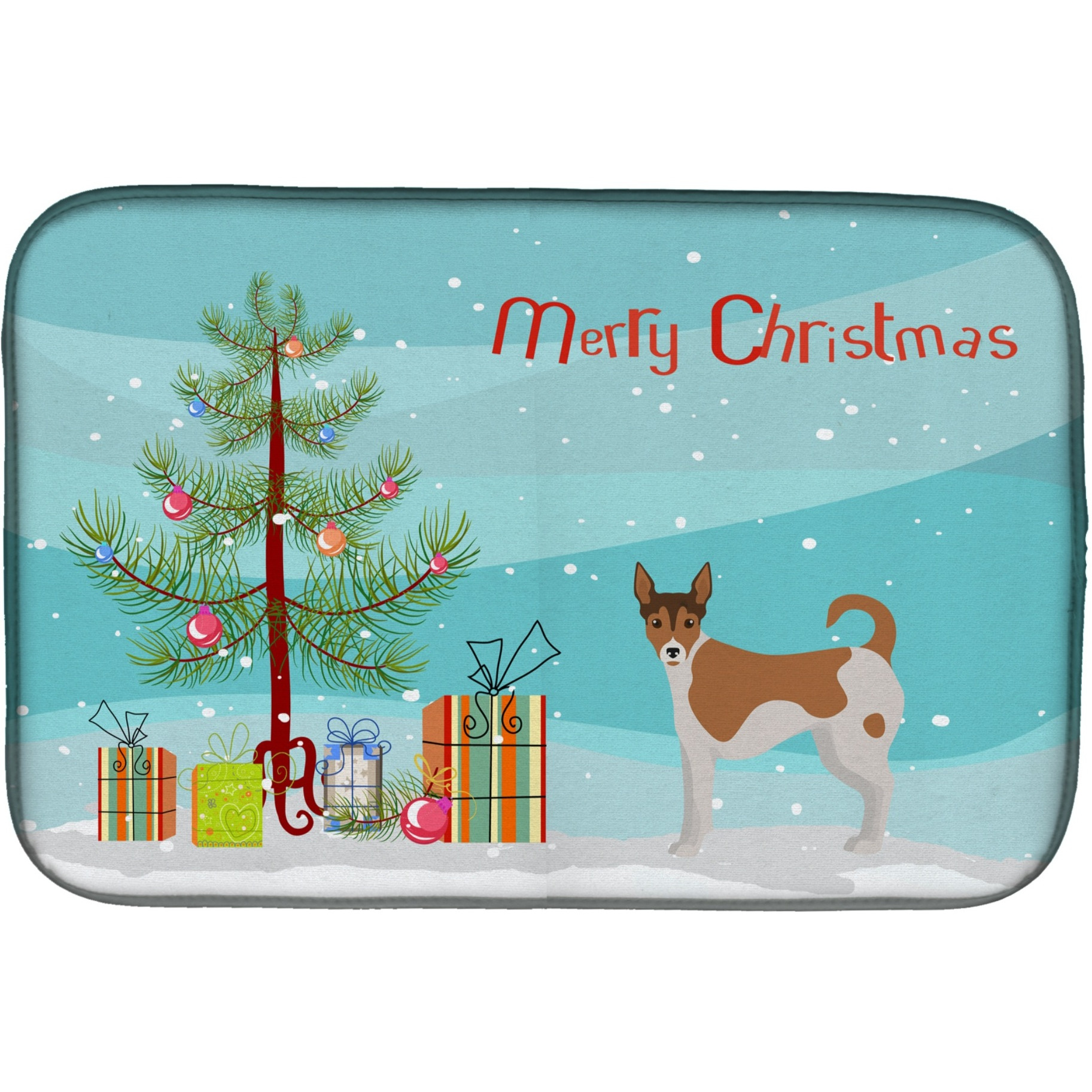 &quotCaroline's Treasures CK3487DDM Tenterfield Terrier Christmas Tree dish-drying-mats, 14 x 21, Multicolor"