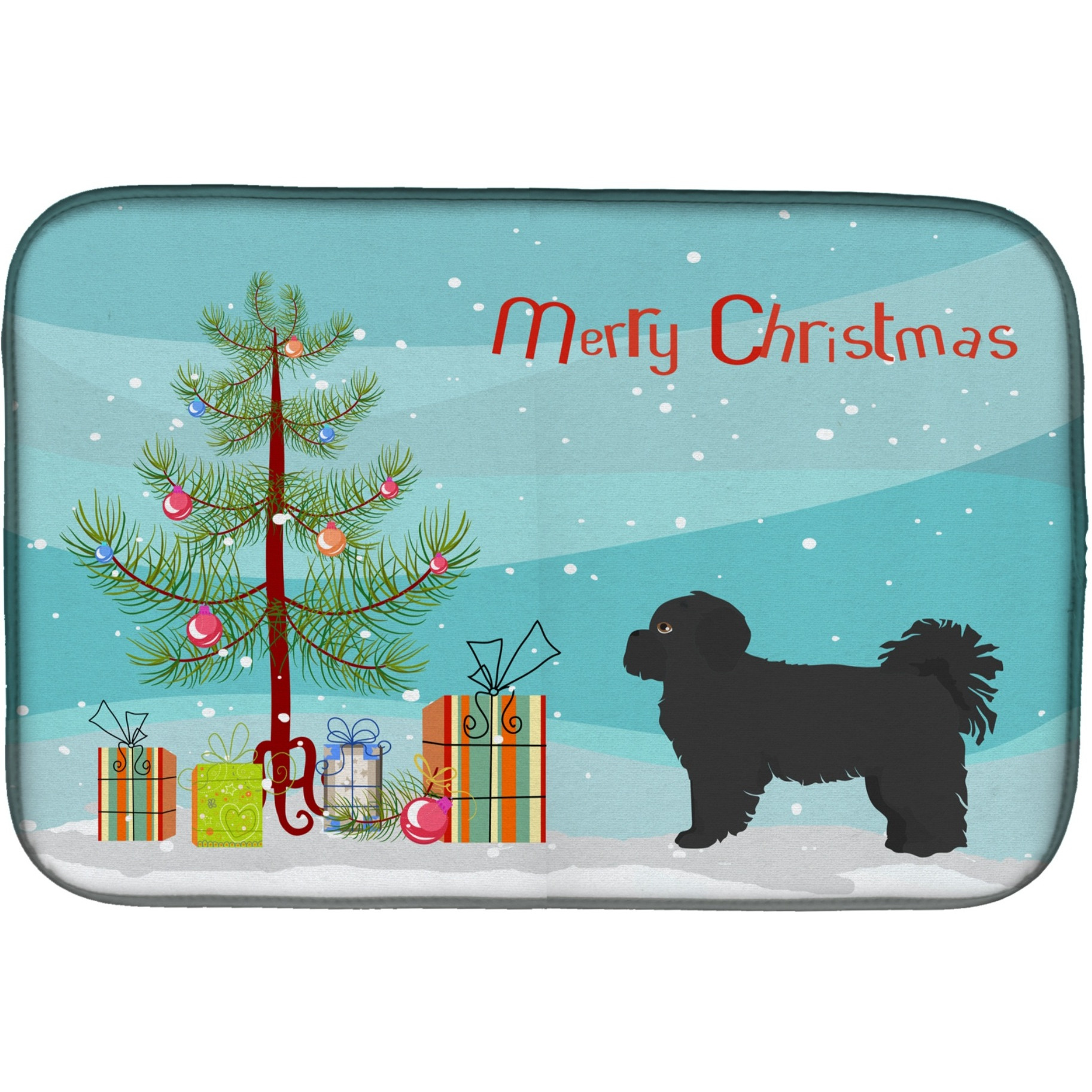 &quotCaroline's Treasures CK3858DDM Black Pekeapoo Christmas Tree dish-drying-mats, 14 x 21, Multicolor"