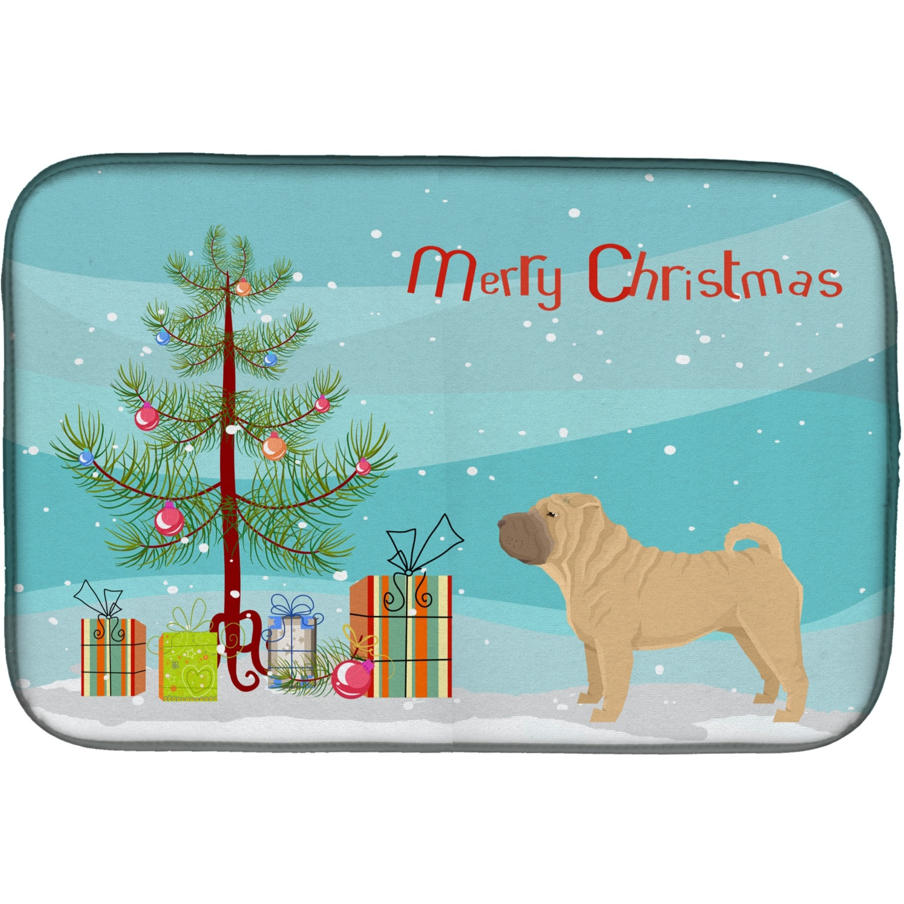 &quotCaroline's Treasures CK3562DDM Shar Pei Christmas Tree dish-drying-mats, 14 x 21, Multicolor"