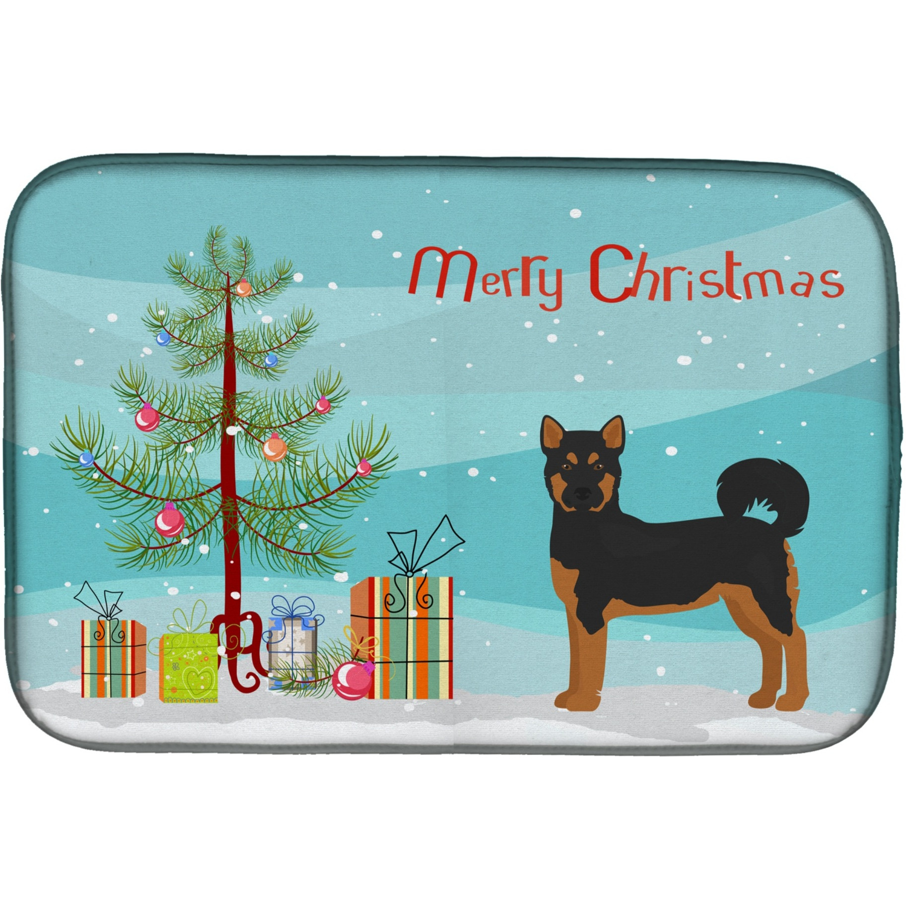 &quotCaroline's Treasures Akita Shepherd Black and Tan Christmas Tree dish-drying-mats, 14 x 21, Multicolor"