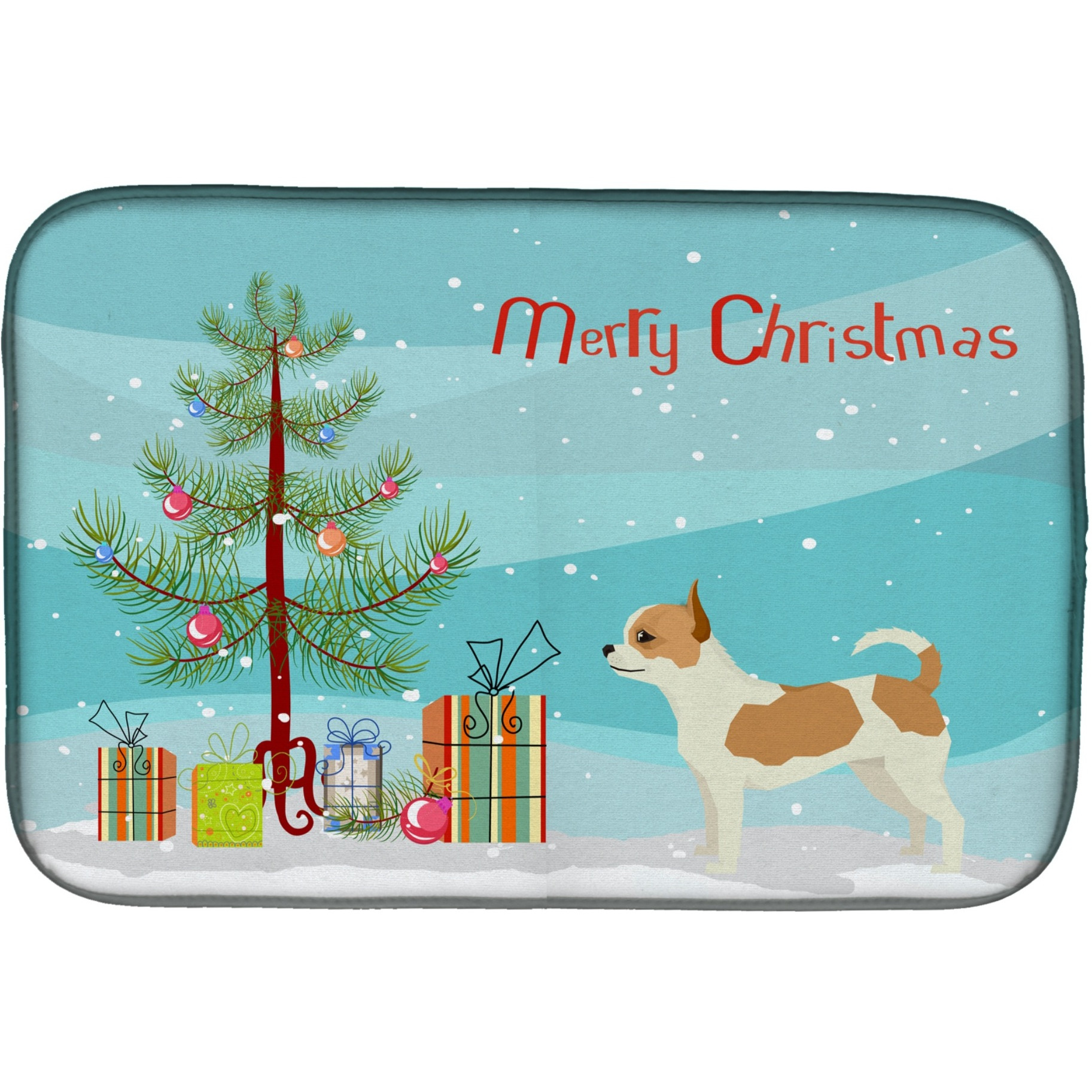 &quotCaroline's Treasures CK3530DDM Chihuahua Christmas Tree dish-drying-mats, 14 x 21, Multicolor"