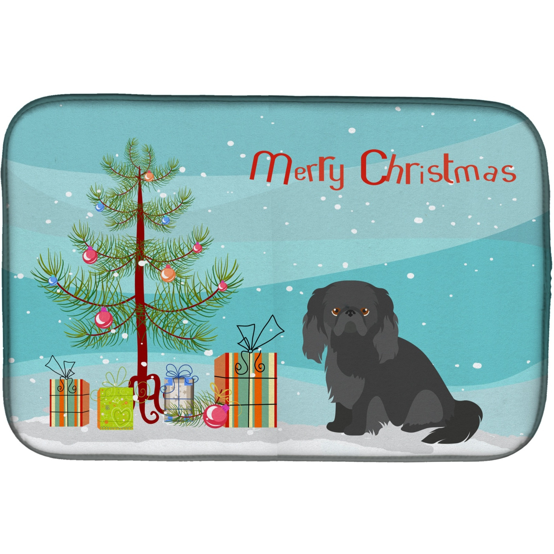 &quotCaroline's Treasures CK3505DDM Pekingese Christmas Tree dish-drying-mats, 14 x 21, Multicolor"