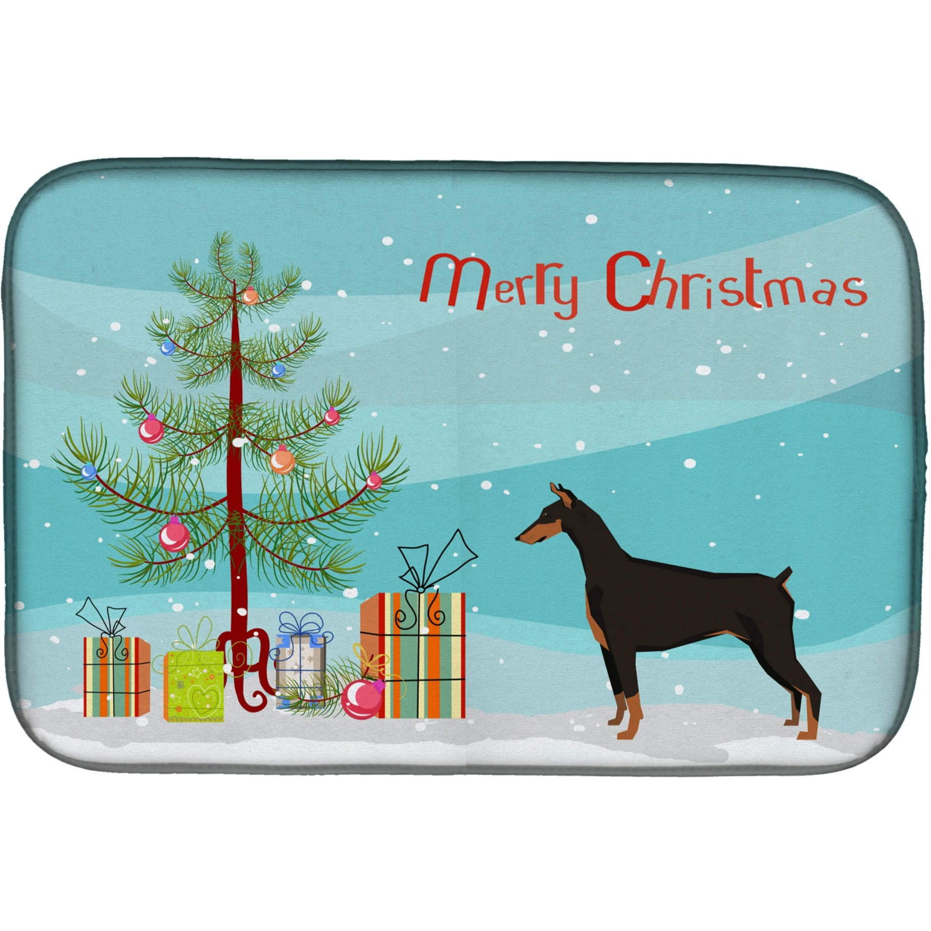 &quotCaroline's Treasures CK3535DDM Doberman Pinscher Christmas Tree dish-drying-mats, 14 x 21, Multicolor"