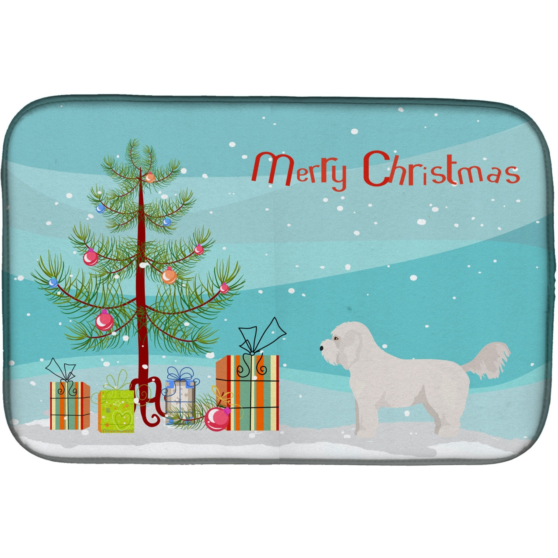 &quotCaroline's Treasures CK3805DDM Bichpoo White Christmas Tree dish-drying-mats, 14 x 21, Multicolor"