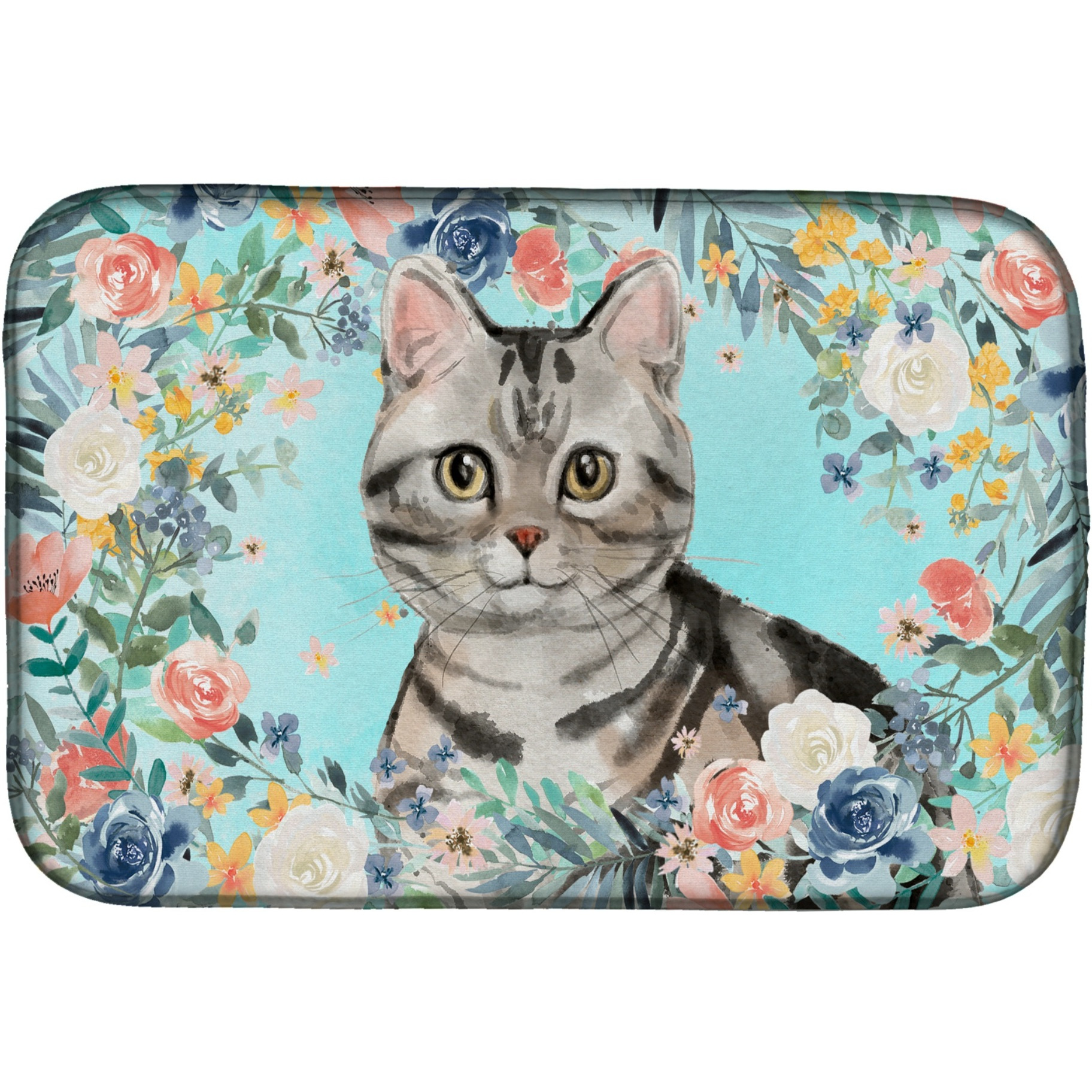 &quotCaroline's Treasures CK3388DDM American Shorthair Spring Flowers dish-drying-mats, 14 x 21, Multicolor"