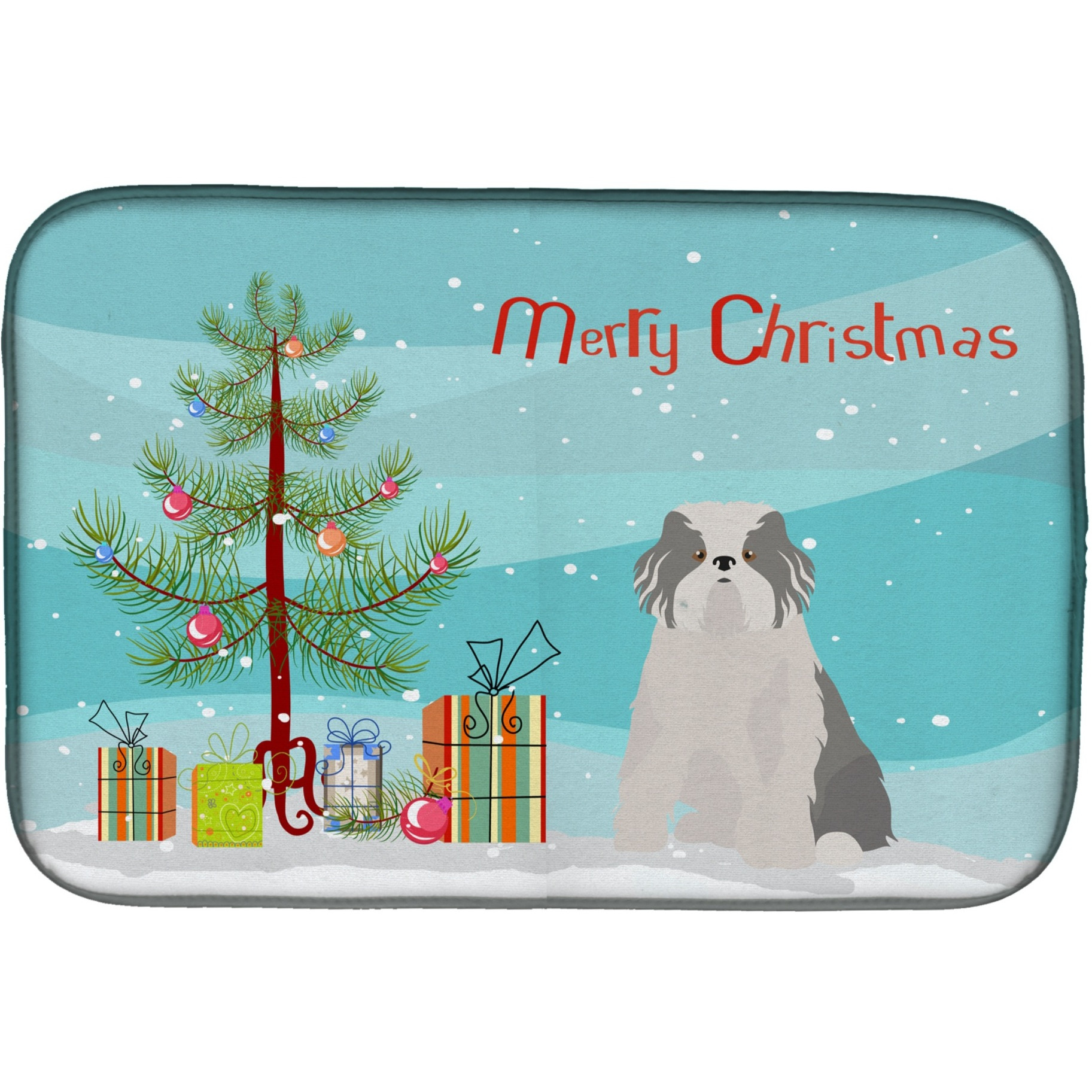 &quotCaroline's Treasures Odis Odessa Domestic Ideal Dog Christmas Tree dish-drying-mats, 14 x 21, Multicolor"