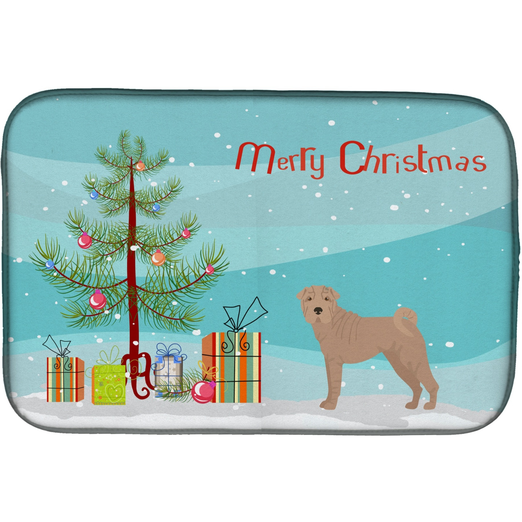 &quotCaroline's Treasures CK3485DDM Shar Pei Christmas Tree dish-drying-mats, 14 x 21, Multicolor"