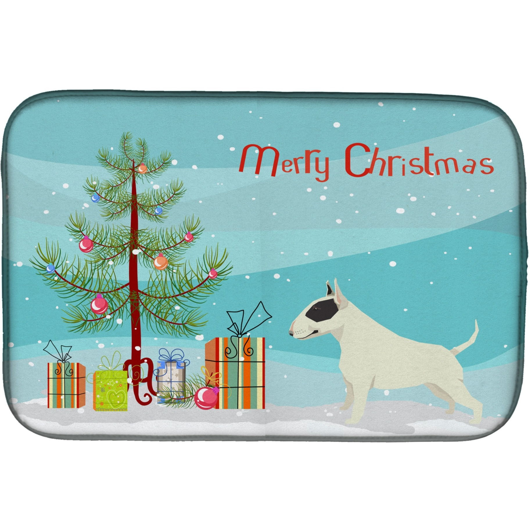 &quotCaroline's Treasures Black and White Bull Terrier Christmas Tree dish-drying-mats, 14 x 21, Multicolor"