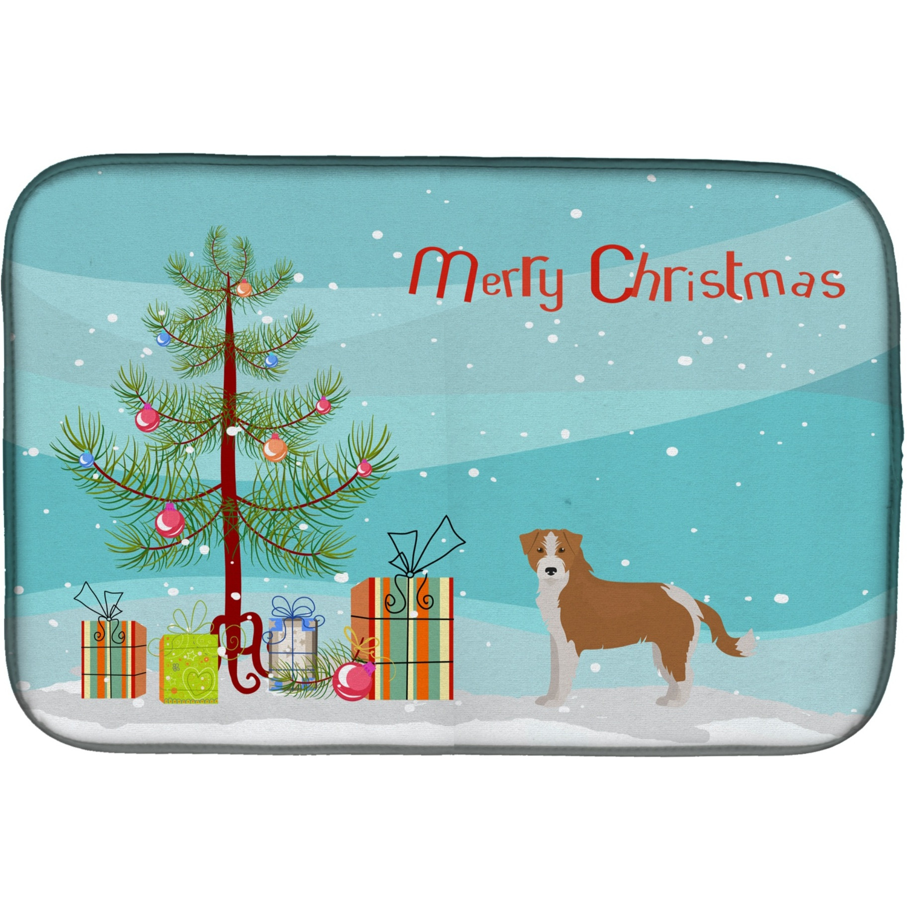 &quotCaroline's Treasures CK3466DDM Kromfohrlnder Christmas Tree dish-drying-mats, 14 x 21, Multicolor"