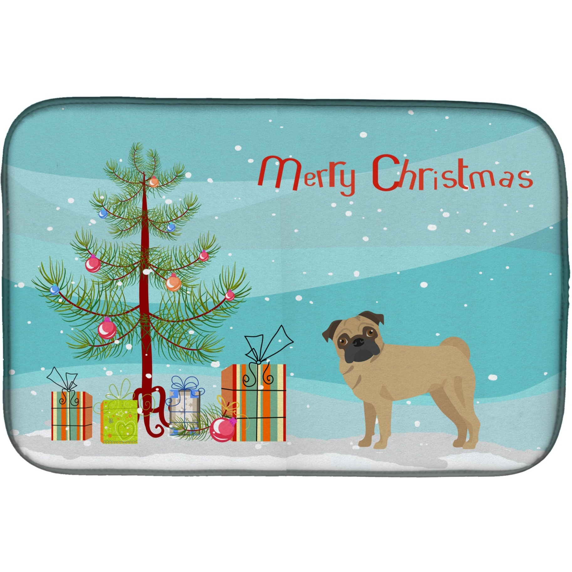 &quotCaroline's Treasures CK3481DDM Pug Christmas Tree dish-drying-mats, 14 x 21, Multicolor"