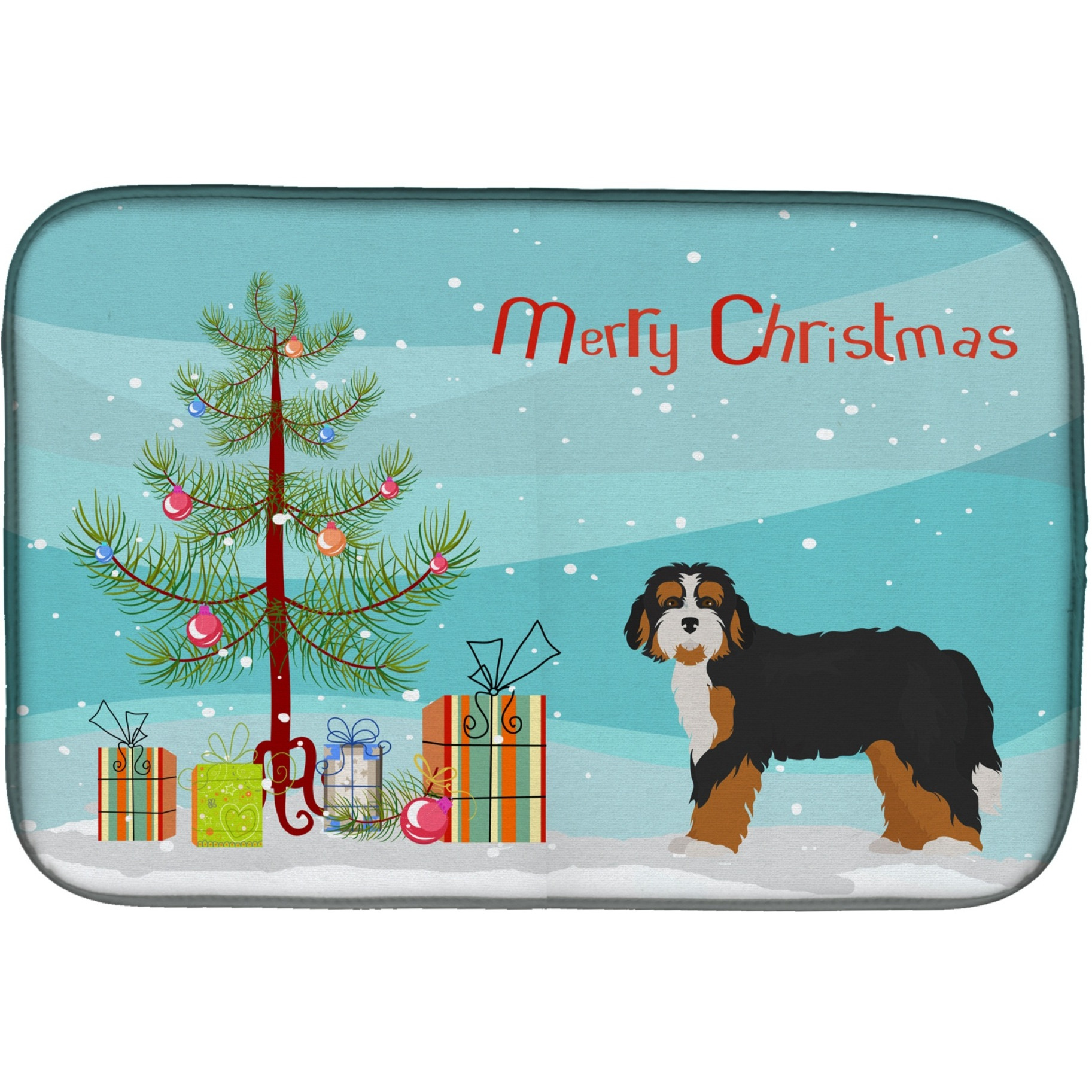 &quotCaroline's Treasures CK3804DDM Bernedoodle Christmas Tree dish-drying-mats, 14 x 21, Multicolor"