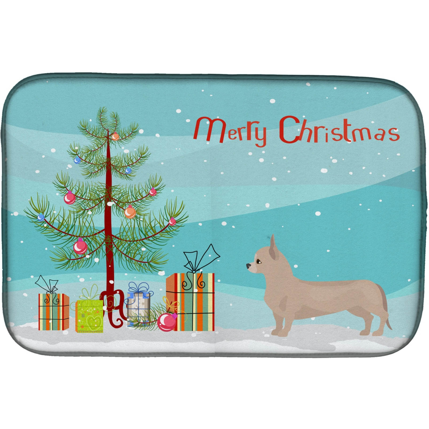 &quotCaroline's Treasures CK3815DDM Tan Chiweenie Christmas Tree dish-drying-mats, 14 x 21, Multicolor"