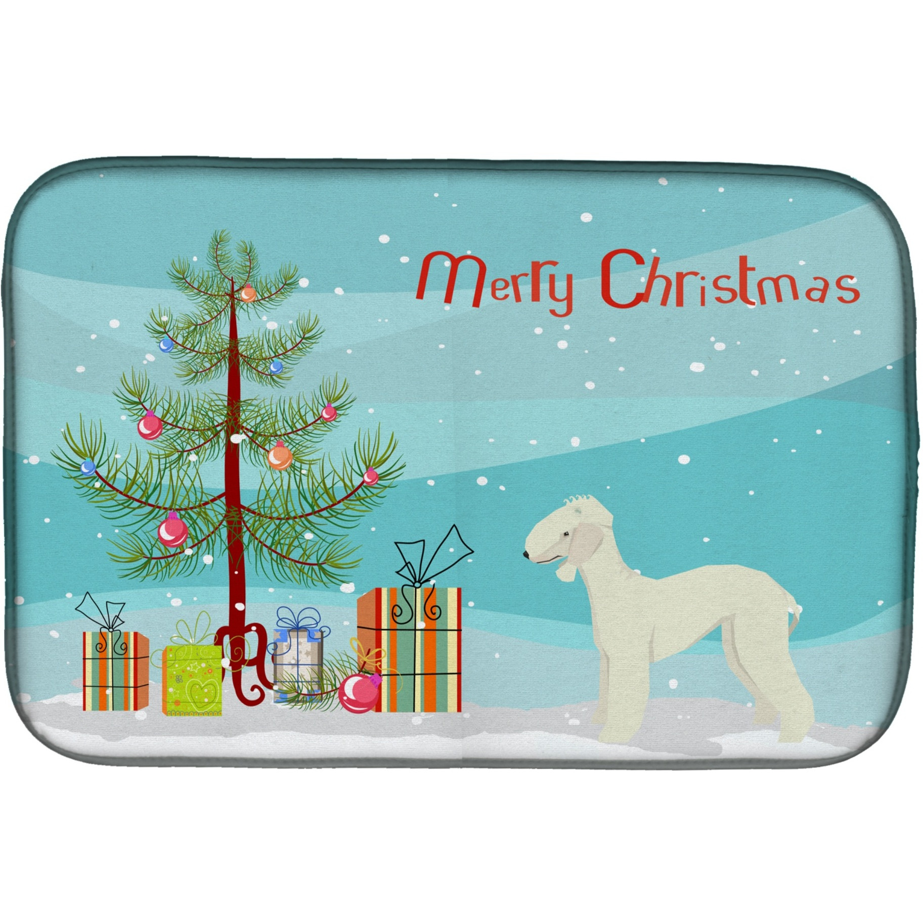 &quotCaroline's Treasures CK3520DDM Bedlington Terrier Christmas Tree dish-drying-mats, 14 x 21, Multicolor"