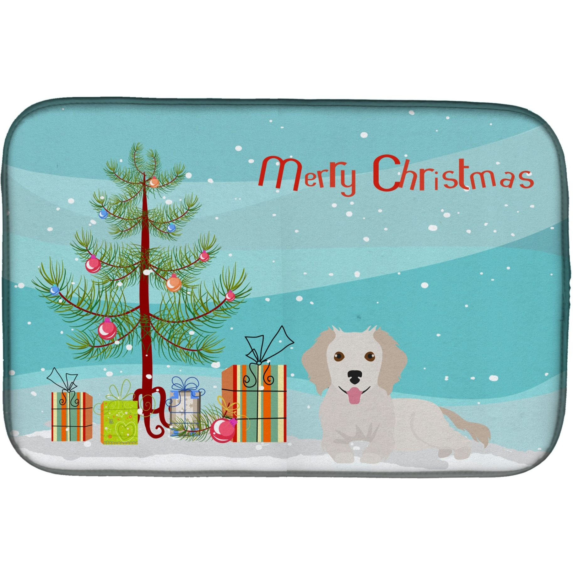 &quotCaroline's Treasures Small Greek Domestic Dog Kokoni 2 Christmas Tree dish-drying-mats, 14 x 21, Multicolor"
