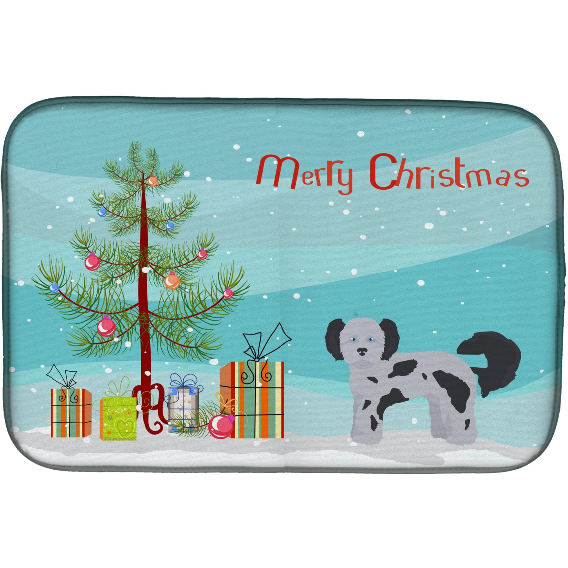 &quotCaroline's Treasures CK3872DDM Shih Poo Christmas Tree dish-drying-mats, 14 x 21, Multicolor"