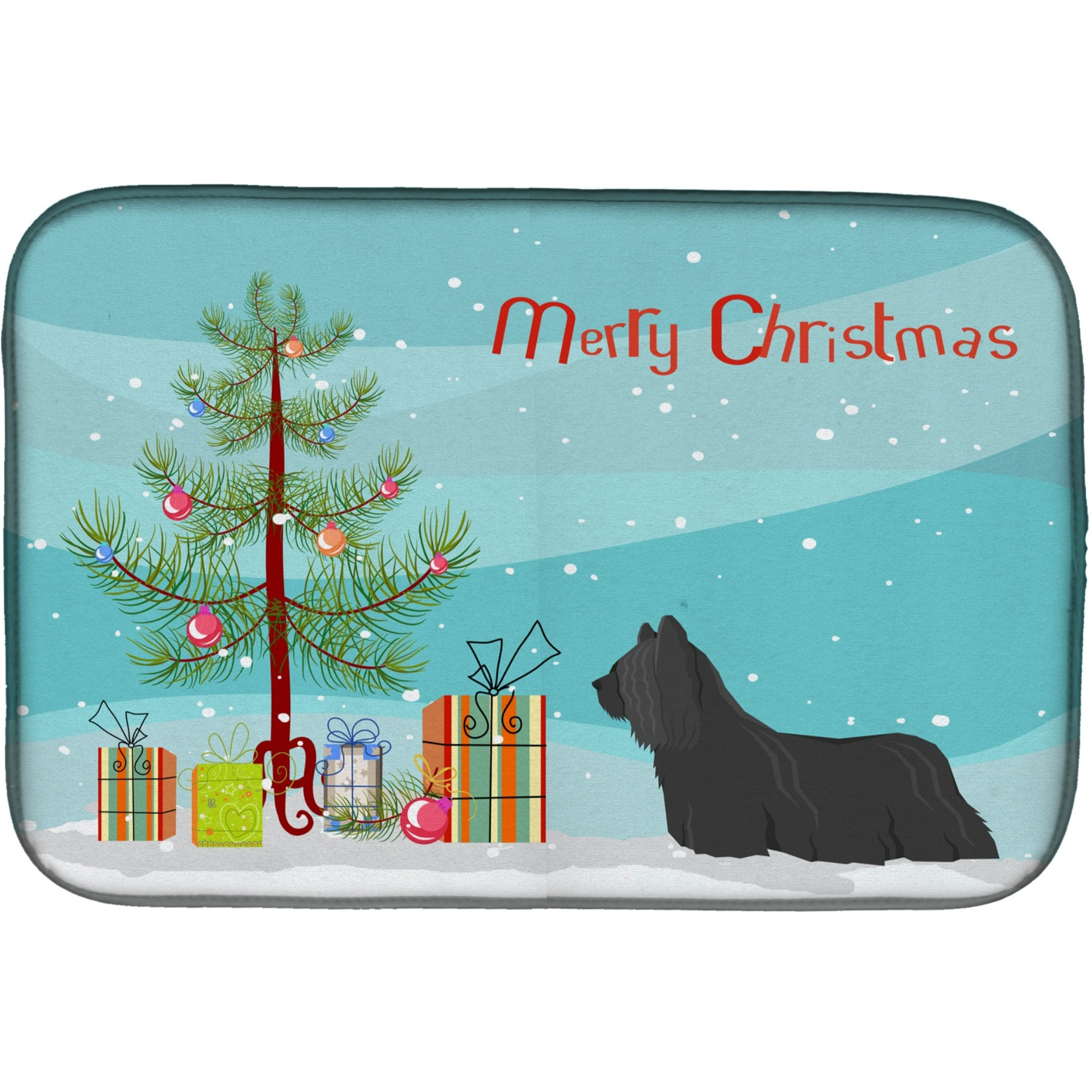 &quotCaroline's Treasures CK3564DDM Skye Terrier Christmas Tree dish-drying-mats, 14 x 21, Multicolor"