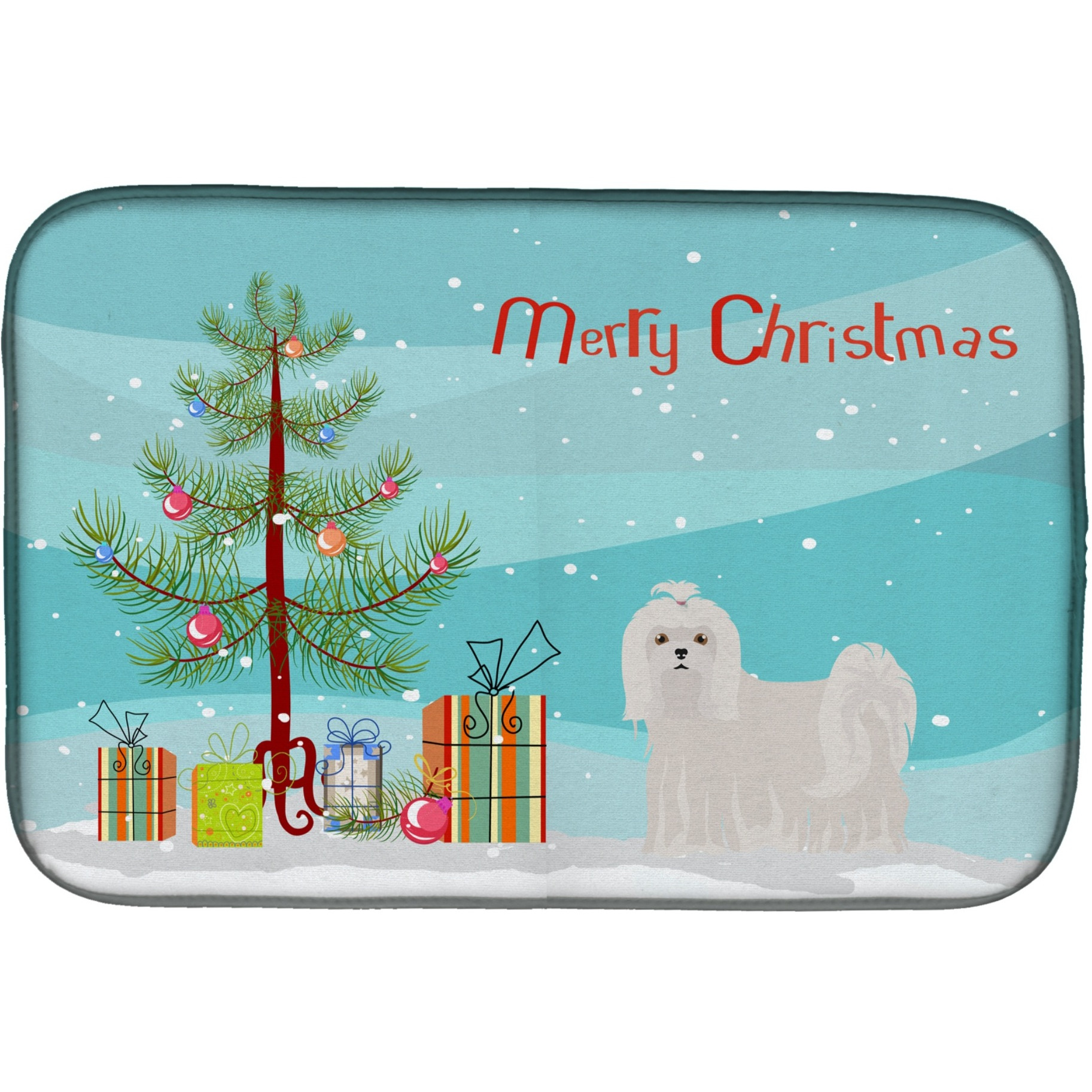 &quotCaroline's Treasures CK3471DDM Maltese Christmas Tree dish-drying-mats, 14 x 21, Multicolor"
