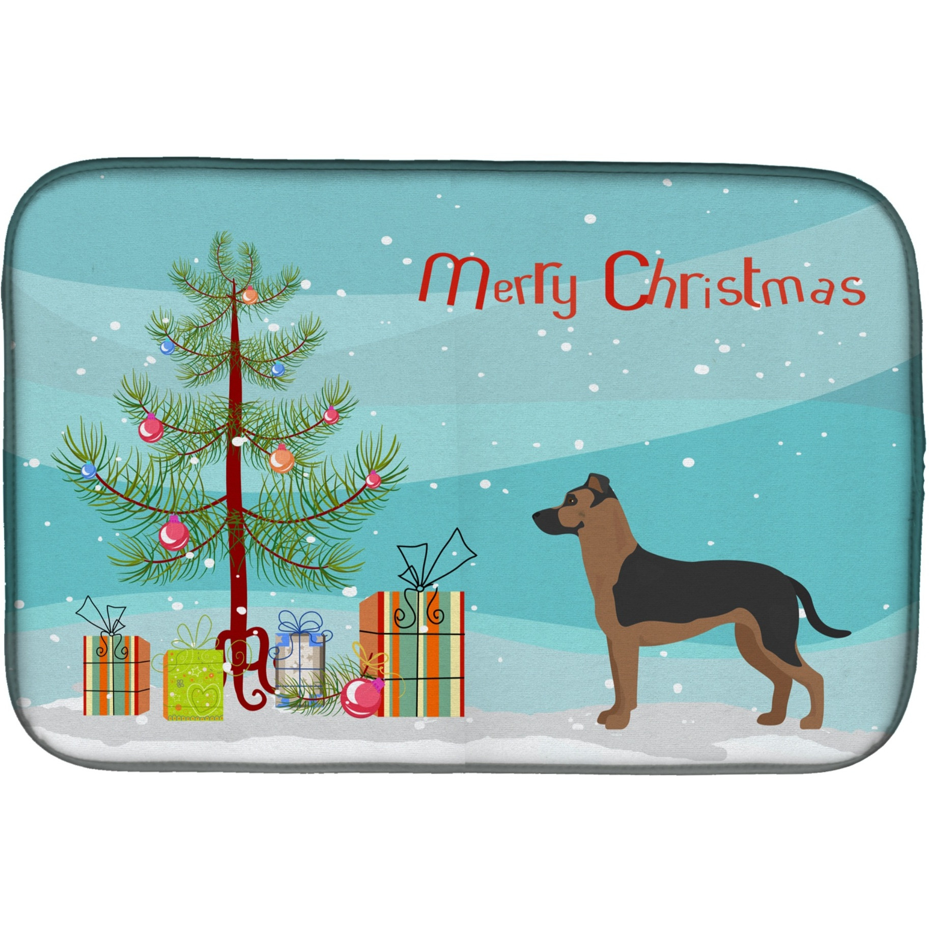 &quotCaroline's Treasures CK3869DDM Shepherd Pit Mix 1 Christmas Tree dish-drying-mats, 14 x 21, Multicolor"