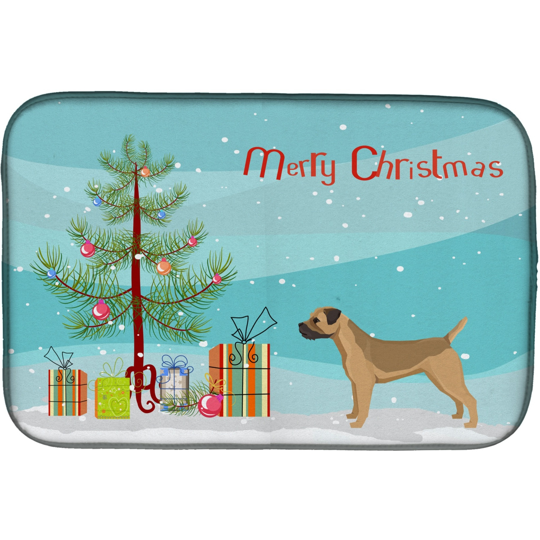 &quotCaroline's Treasures CK3523DDM Border Terrier Christmas Tree dish-drying-mats, 14 x 21, Multicolor"