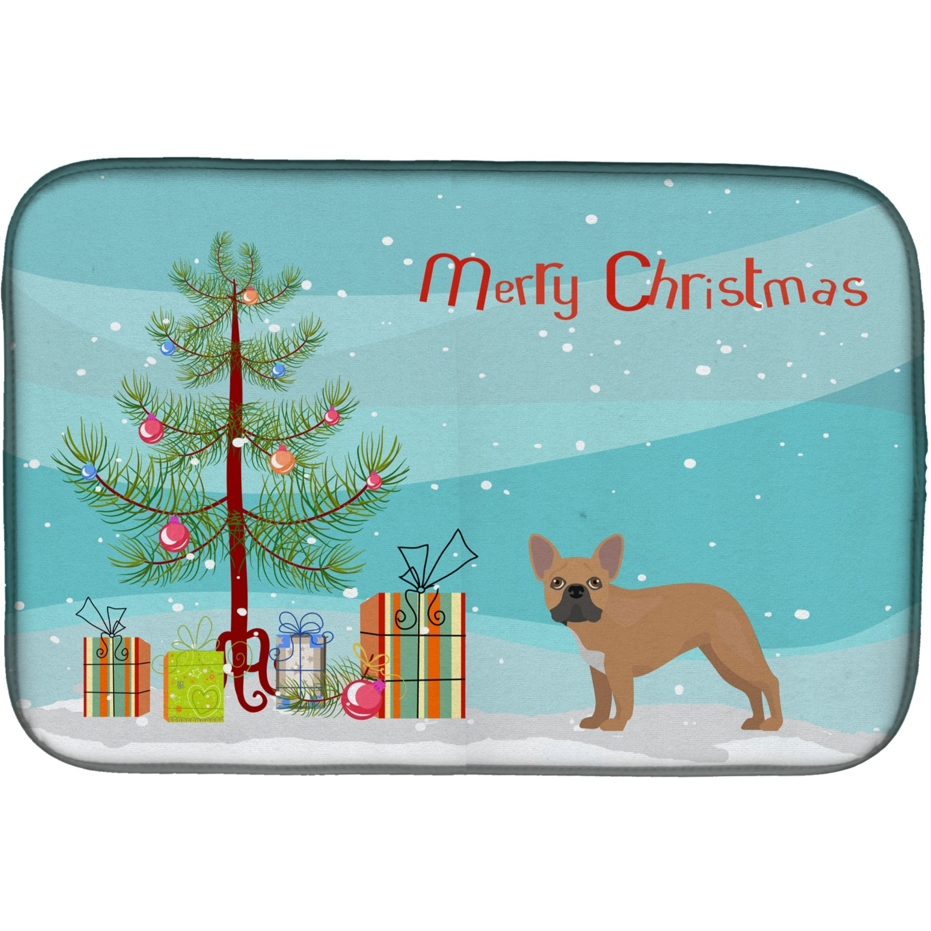 &quotCaroline's Treasures CK3455DDM French Bulldog Christmas Tree dish-drying-mats, 14 x 21, Multicolor"
