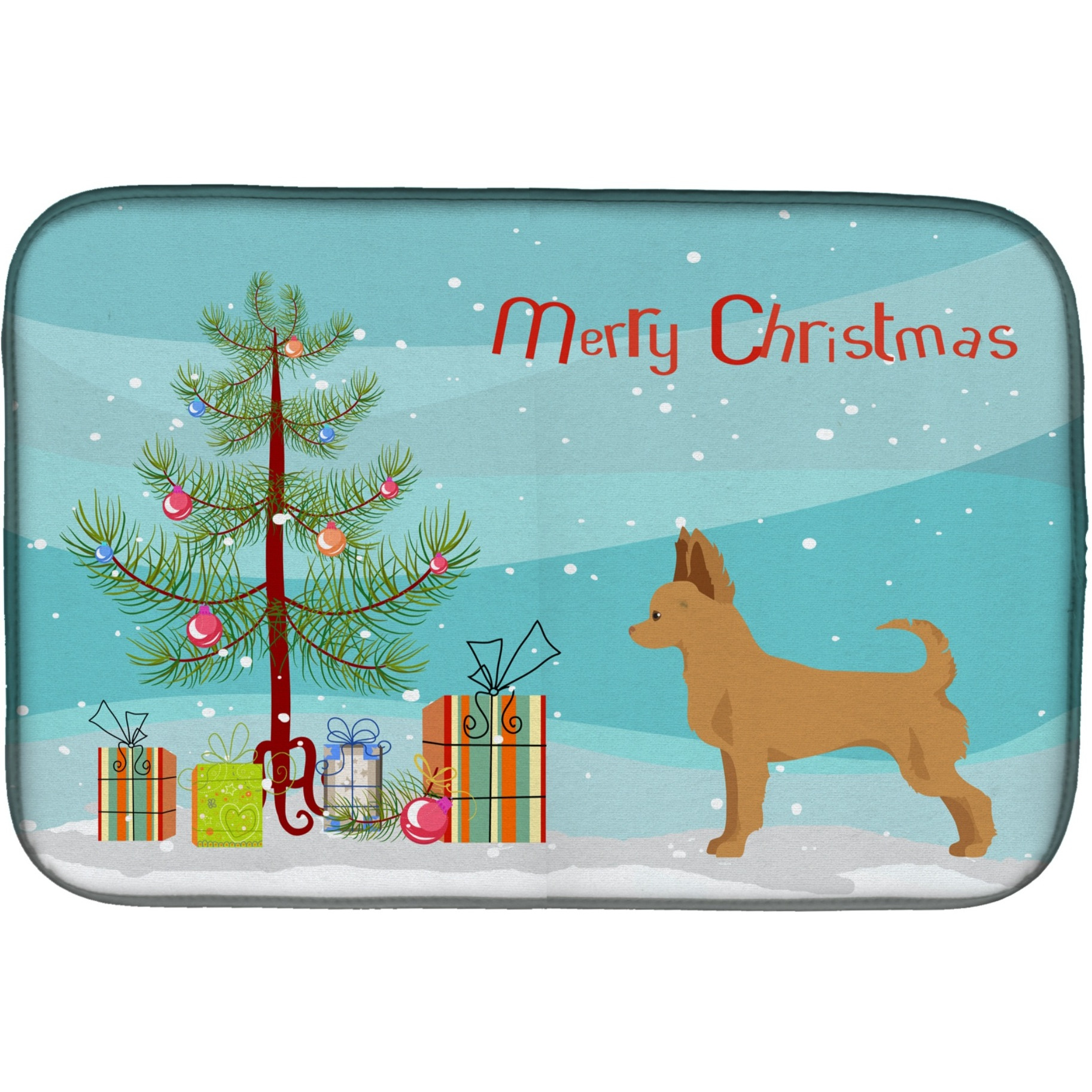&quotCaroline's Treasures CK3814DDM Tan Chion Christmas Tree dish-drying-mats, 14 x 21, Multicolor"