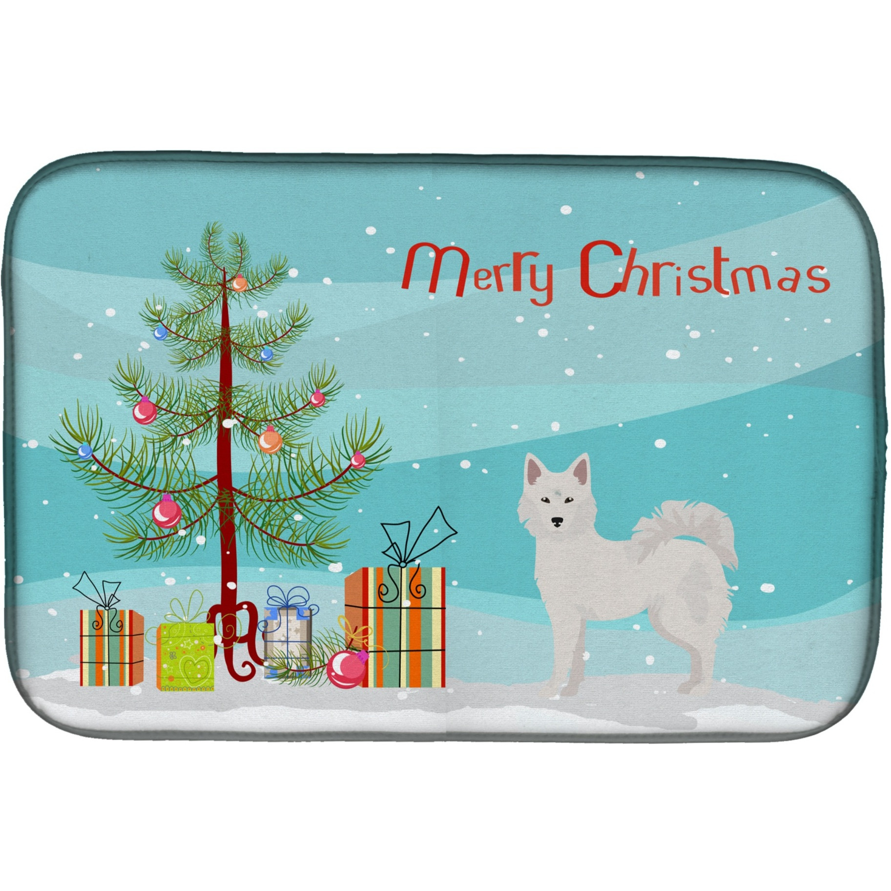 &quotCaroline's Treasures CK3450DDM Danish Spitz Christmas Tree dish-drying-mats, 14 x 21, Multicolor"