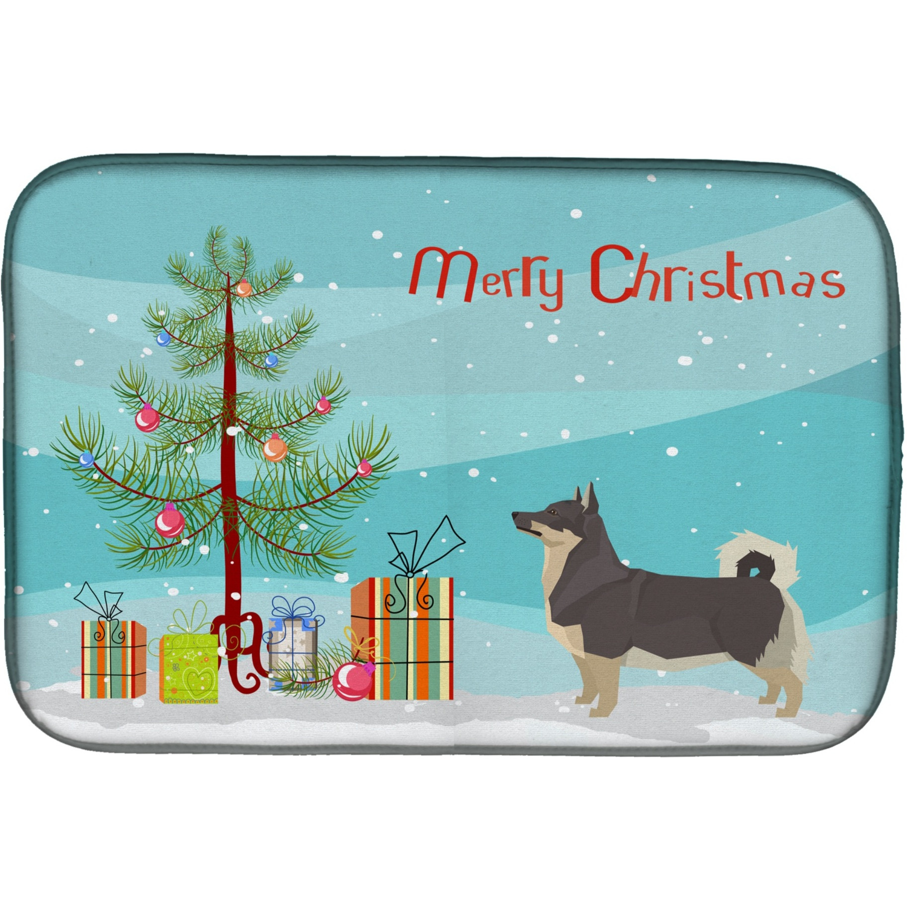 &quotCaroline's Treasures CK3566DDM Swedish Vallhund Christmas Tree dish-drying-mats, 14 x 21, Multicolor"
