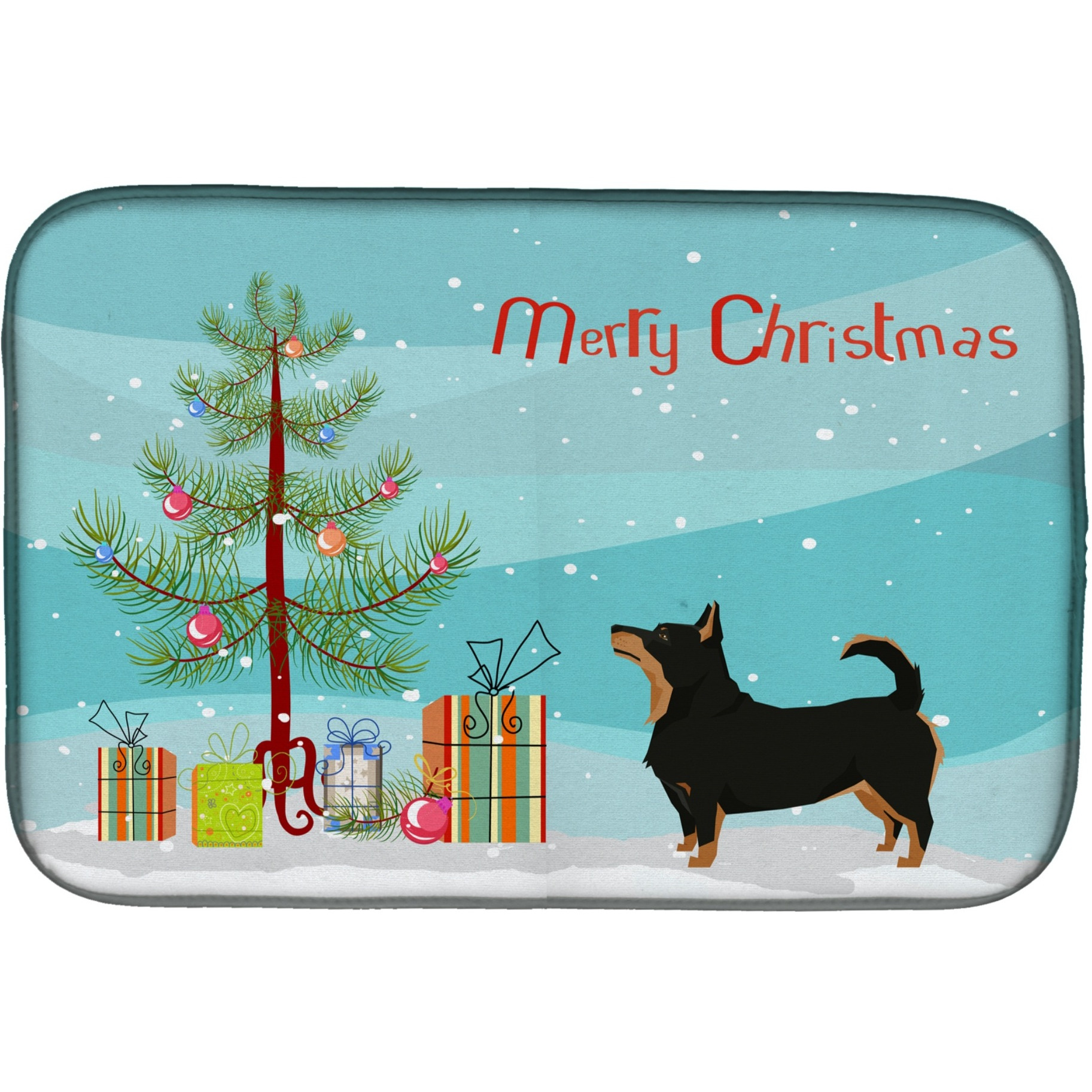 &quotCaroline's Treasures CK3550DDM Lancashire Terrier Christmas Tree dish-drying-mats, 14 x 21, Multicolor"