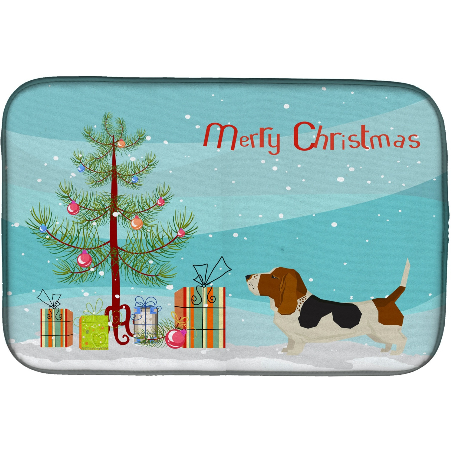 &quotCaroline's Treasures CK3518DDM Basset Hound Christmas Tree dish-drying-mats, 14 x 21, Multicolor"