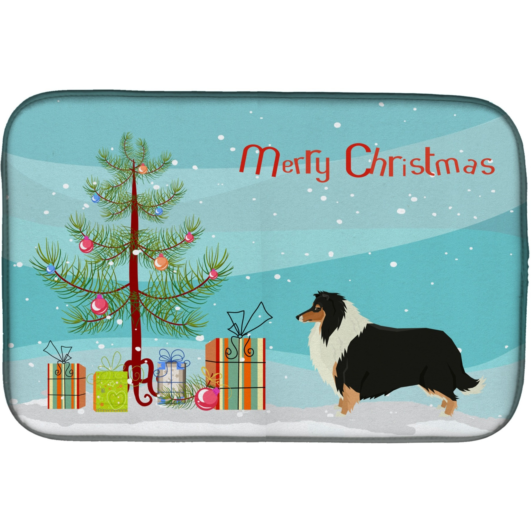 &quotCaroline's Treasures CK3532DDM Collie Christmas Tree dish-drying-mats, 14 x 21, Multicolor"