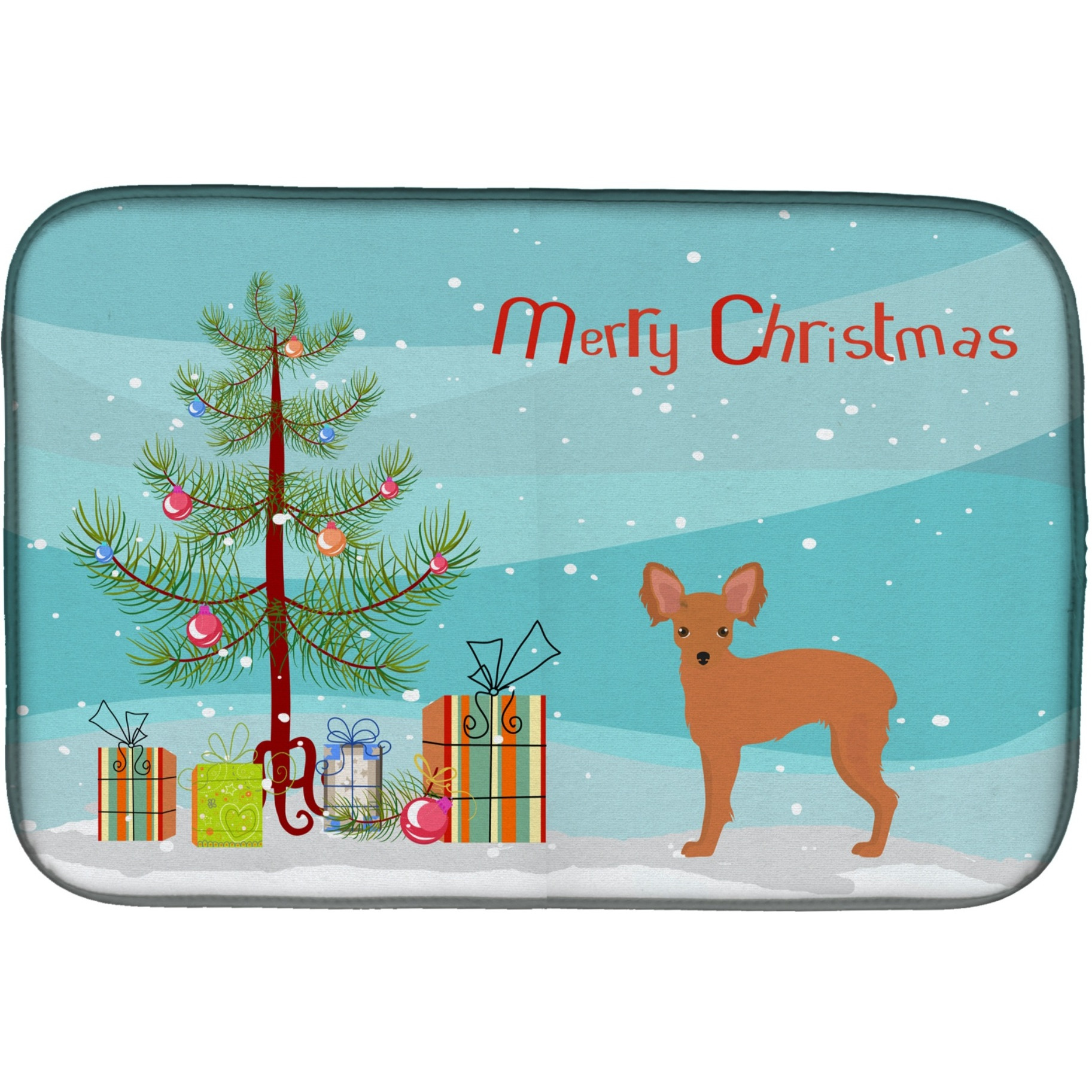 &quotCaroline's Treasures Russkiy Russian Toy Terrier Christmas Tree dish-drying-mats, 14 x 21, Multicolor"