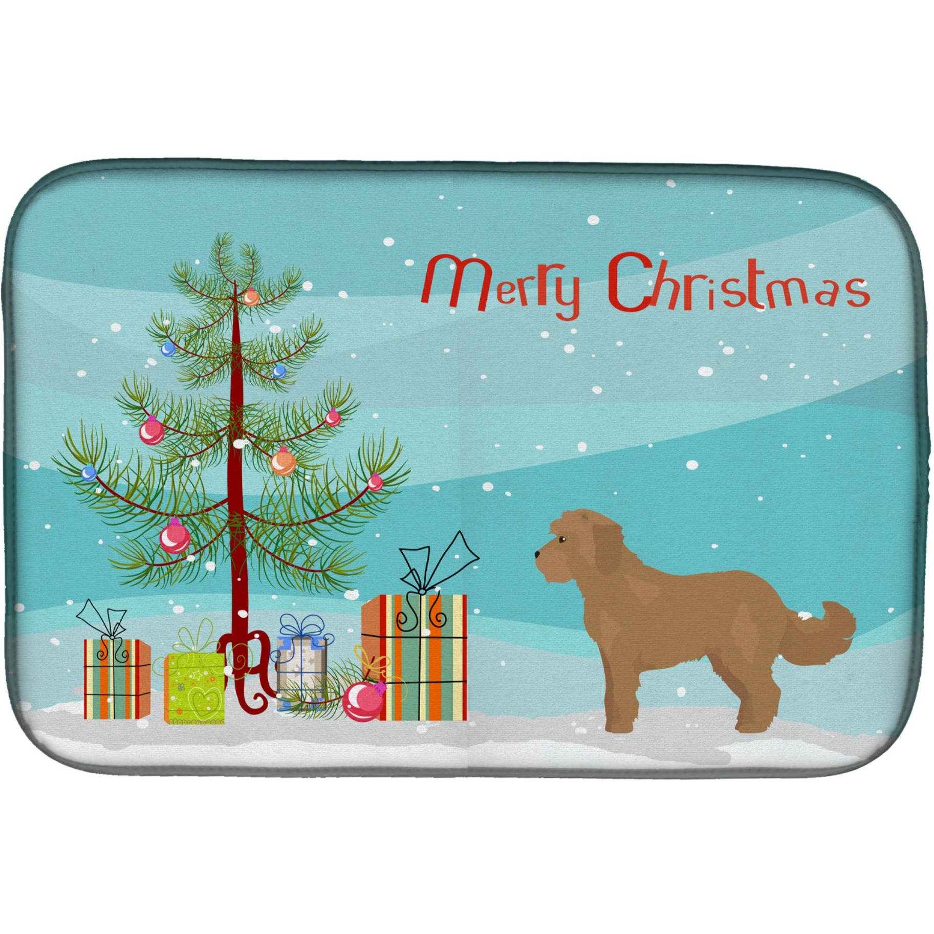 &quotCaroline's Treasures CK3822DDM Tan Cockapoo Christmas Tree dish-drying-mats, 14 x 21, Multicolor"